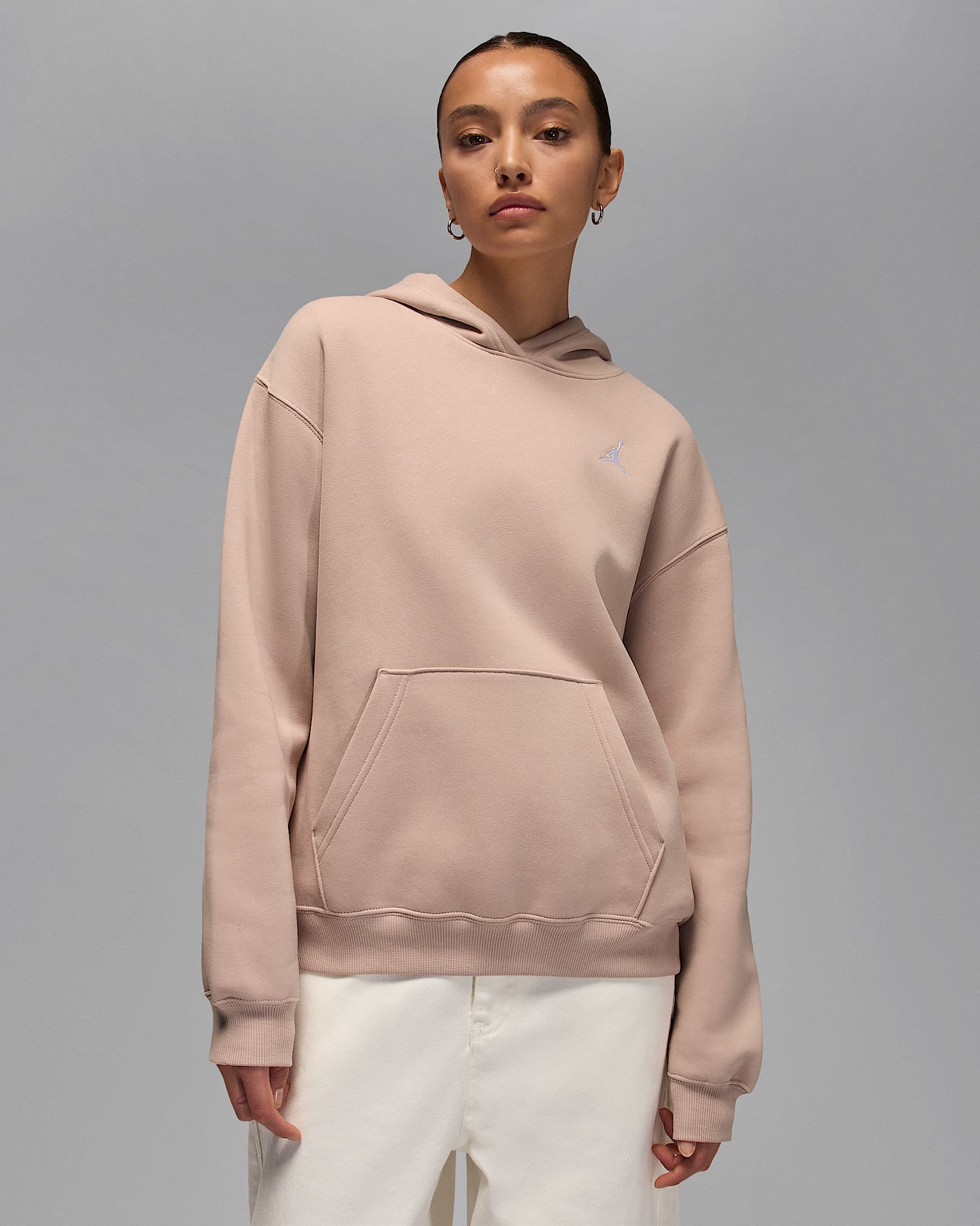 Jordan Brooklyn Fleece Women's Pullover Hoodie - Fossil Stone/White