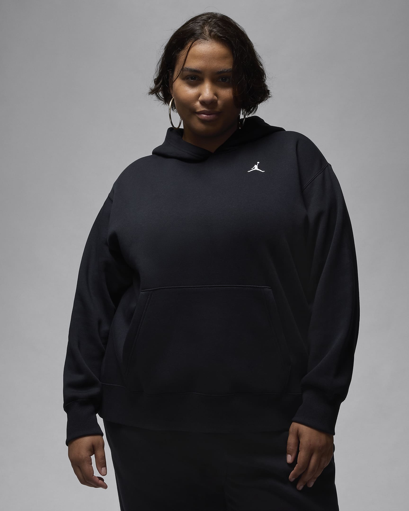 Jordan Brooklyn Fleece Women's Pullover Hoodie (Plus Size) - Black/White