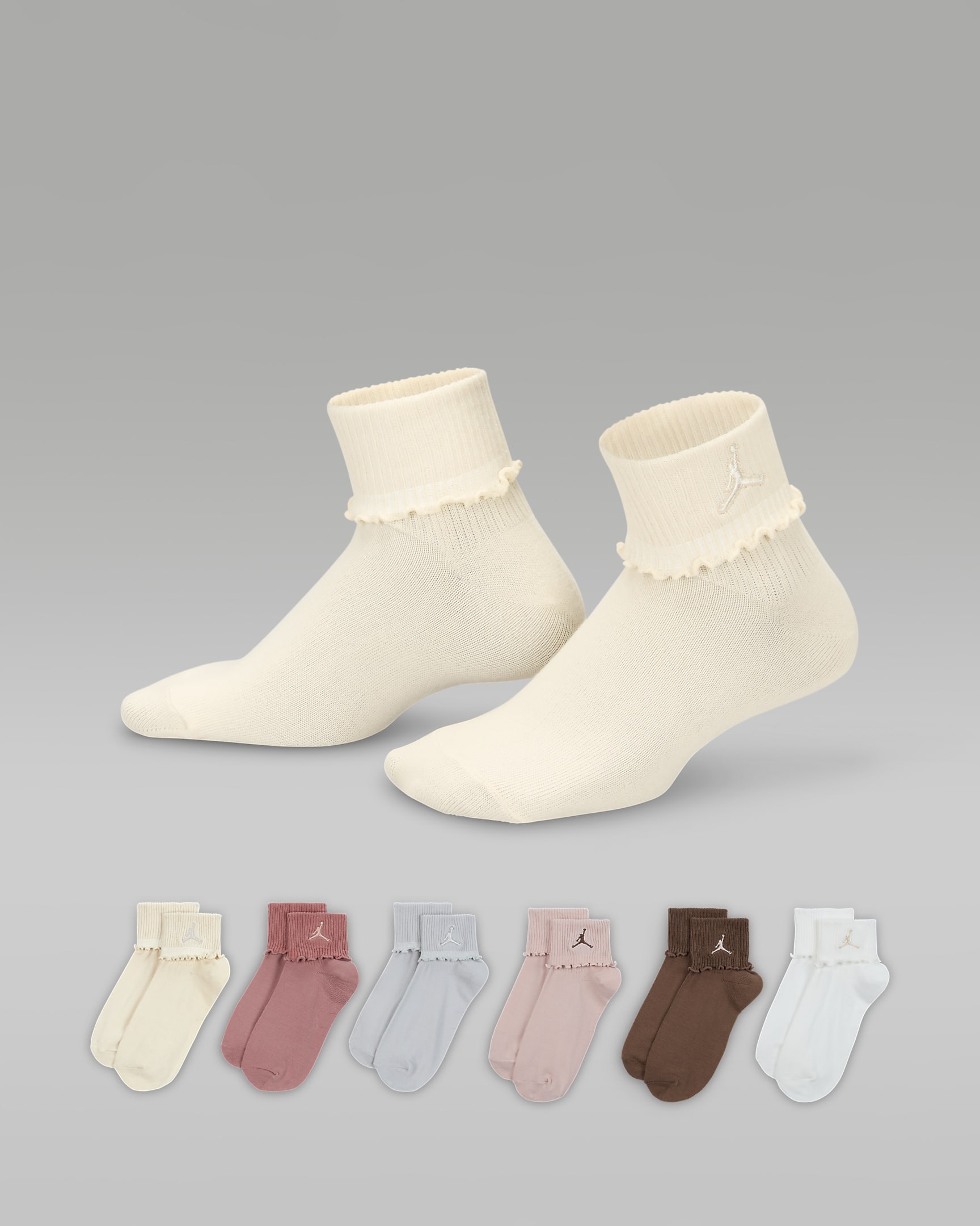 Jordan Big Kids' Foldover Ankle Socks (6 Pairs) - Legend Light Brown