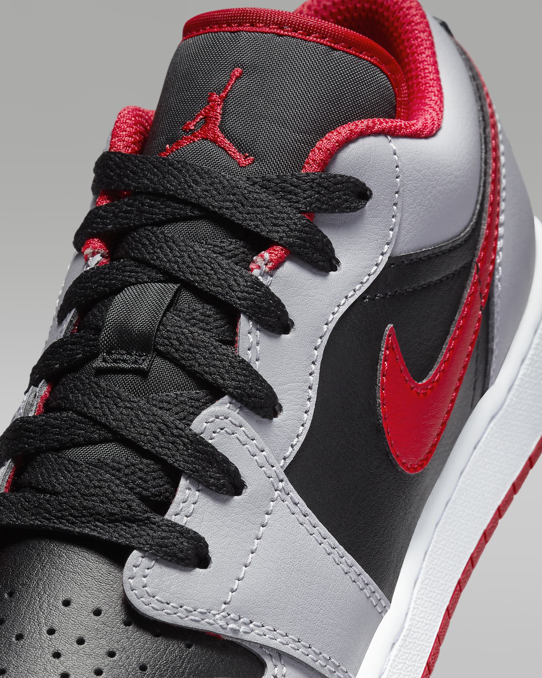 Air Jordan 1 Low Older Kids' Shoes - Black/Cement Grey/White/Fire Red