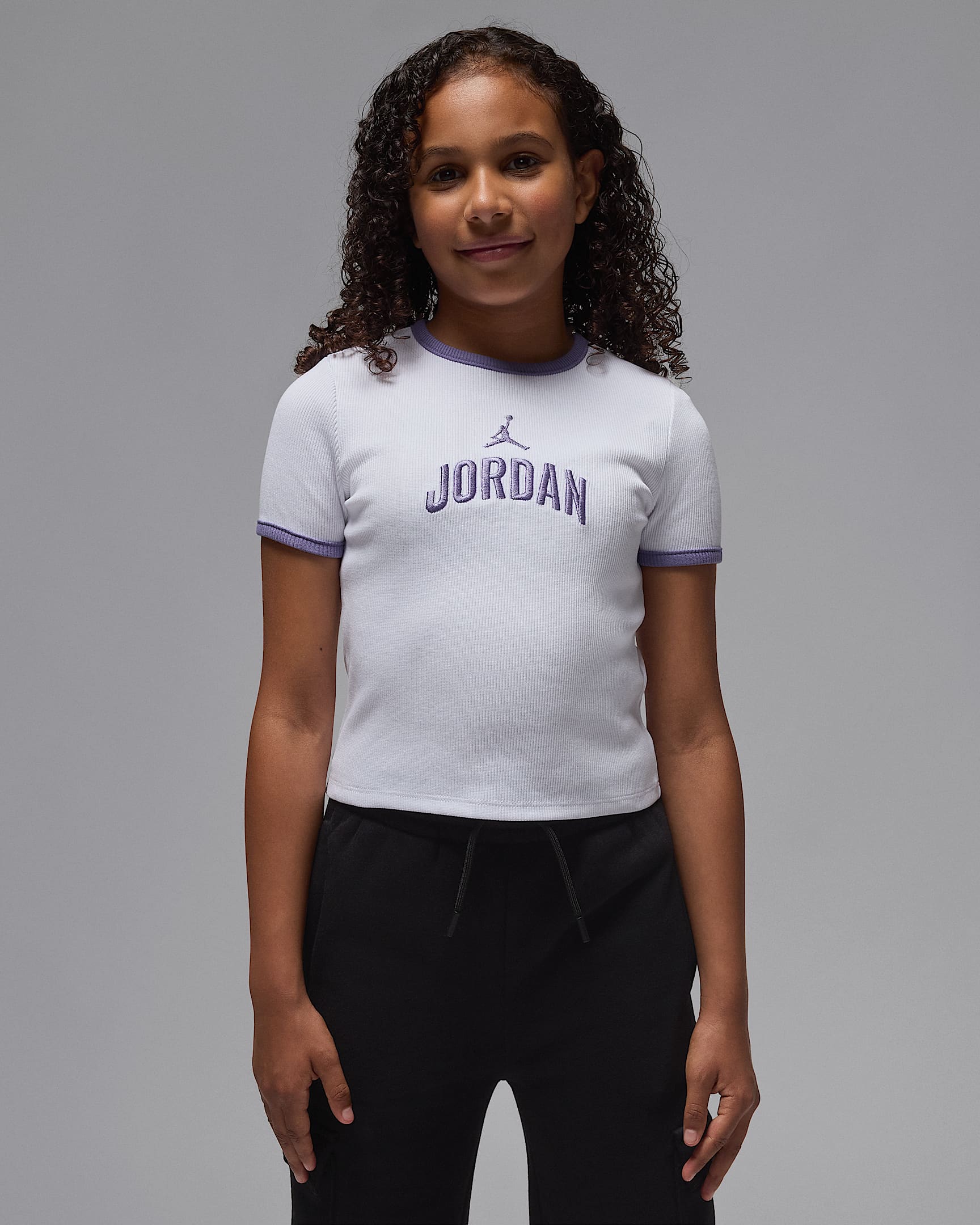 Jordan Older Kids' Semi-Cropped Ribbed T-Shirt - White