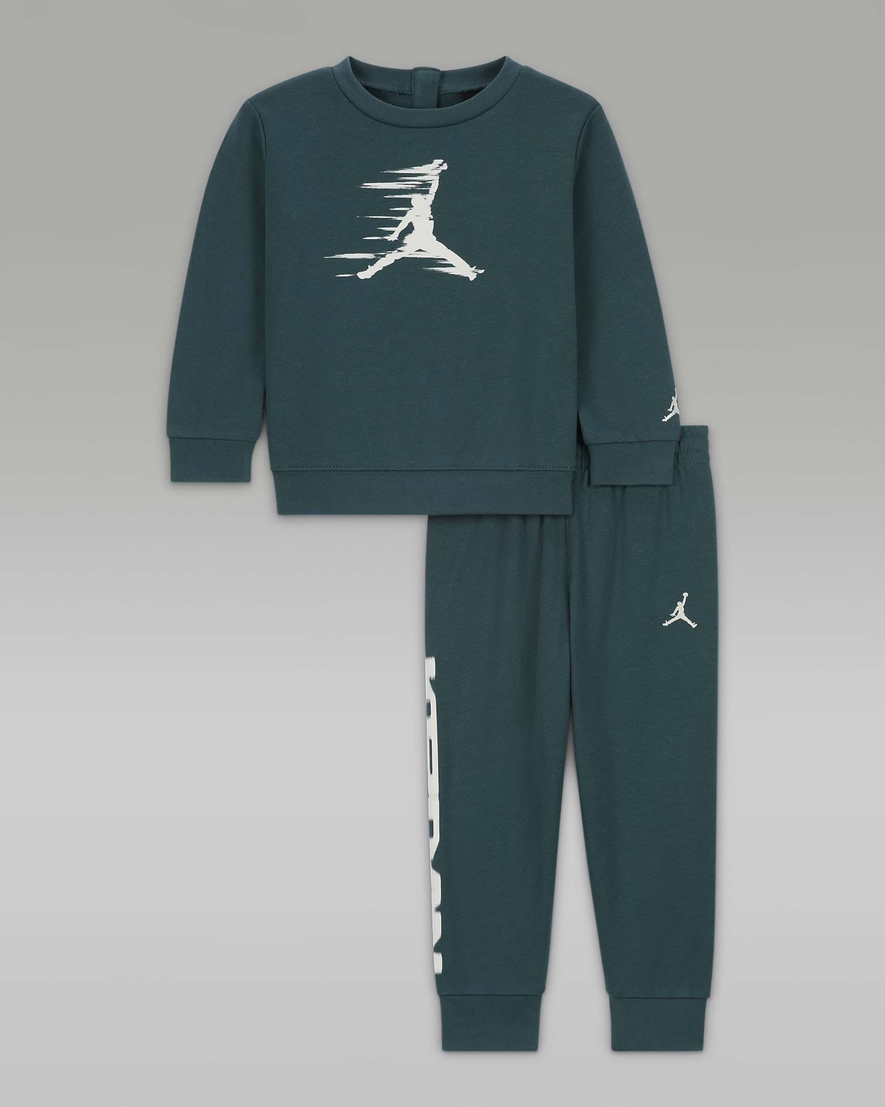 Σετ δύο τεμαχίων με φλις crew Jordan MJ Flight MVP για βρέφη (12-24M) - Oxidized Green