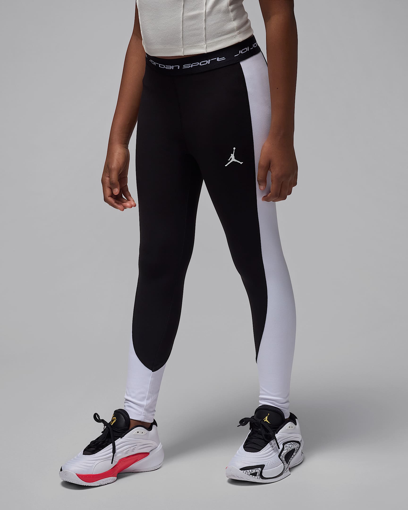 Jordan Dri-FIT Sport Big Kids' Leggings - Black/White