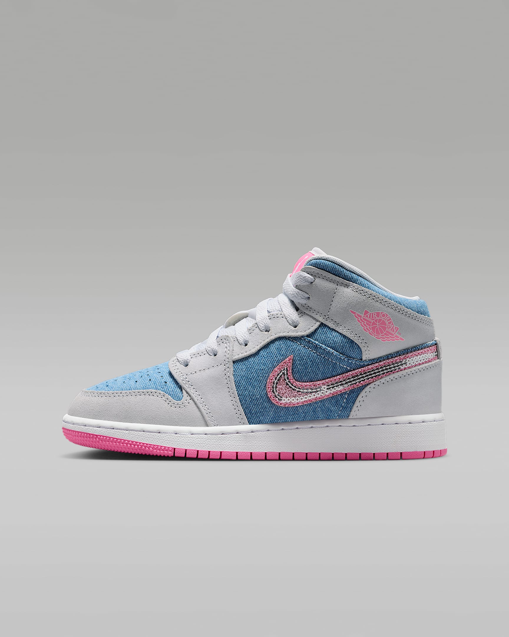 Air Jordan 1 Mid SE Older Kids' Shoes - Cobalt Bliss/White/Pink Glow