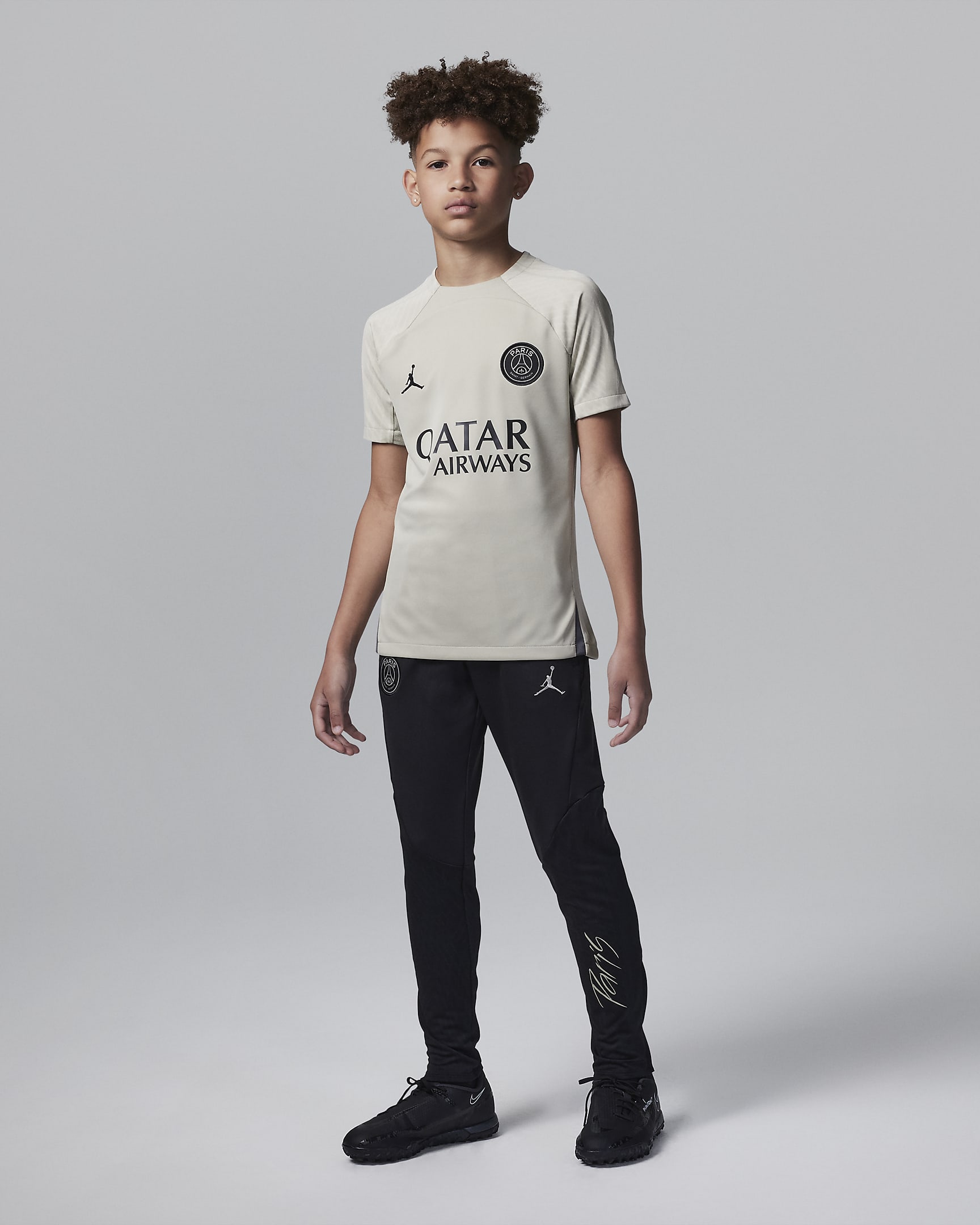 Pantalon de foot en maille Jordan Dri-FIT Paris Saint-Germain Strike 3e tenue pour ado - Noir/Noir/Stone