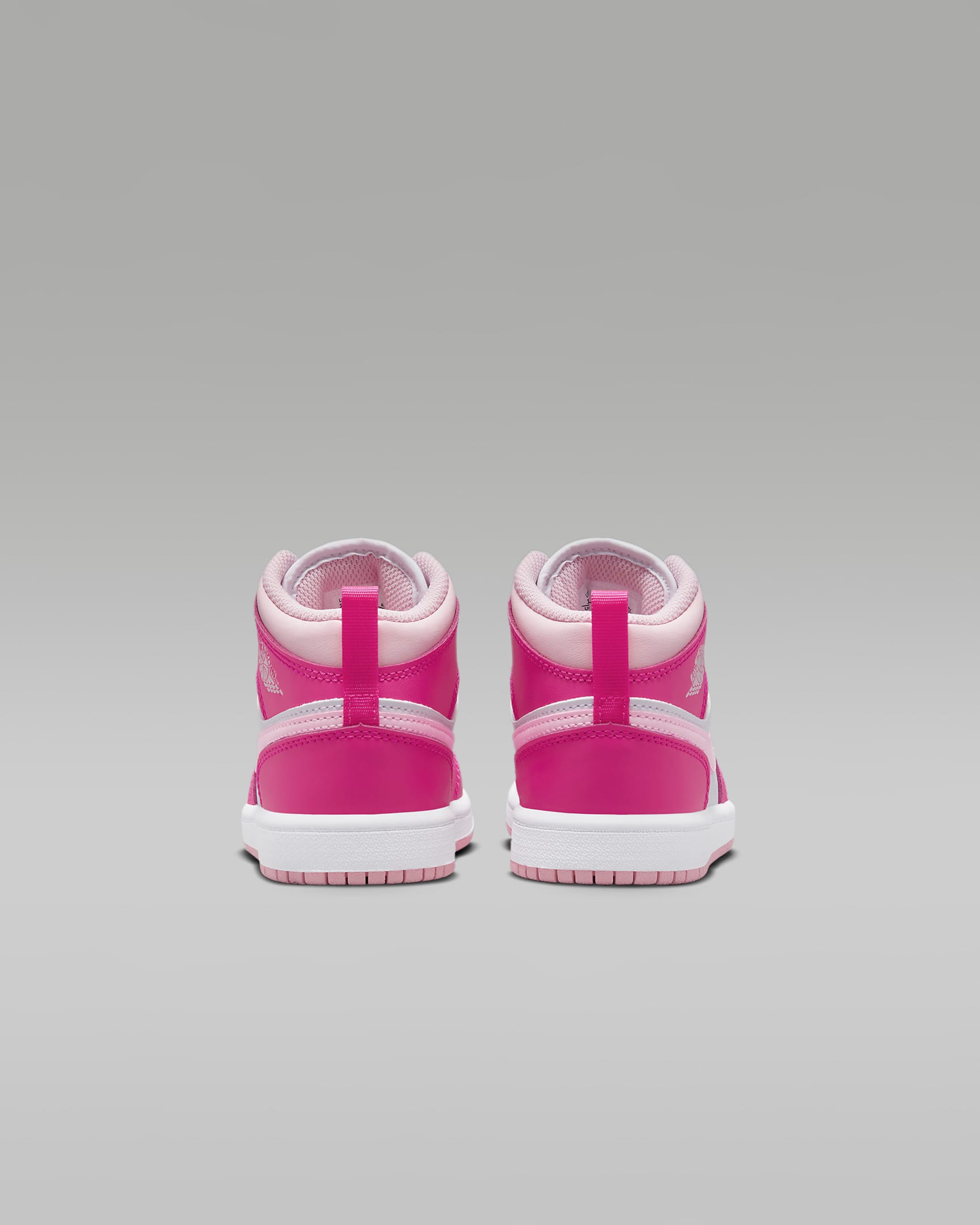 Jordan 1 Mid Younger Kids' Shoes - White/Fierce Pink/Medium Soft Pink