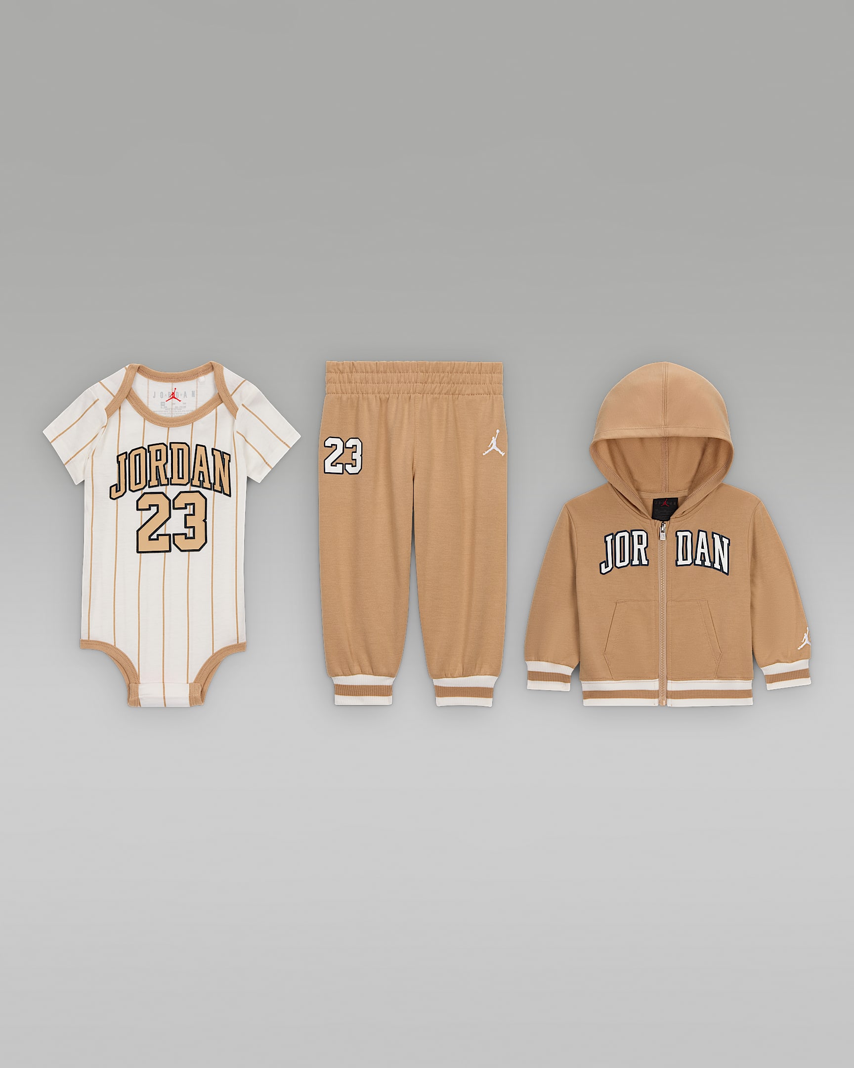 Jordan Baby (0-6M) 23 Jersey 3-Piece Full-Zip Hoodie Set - Hemp
