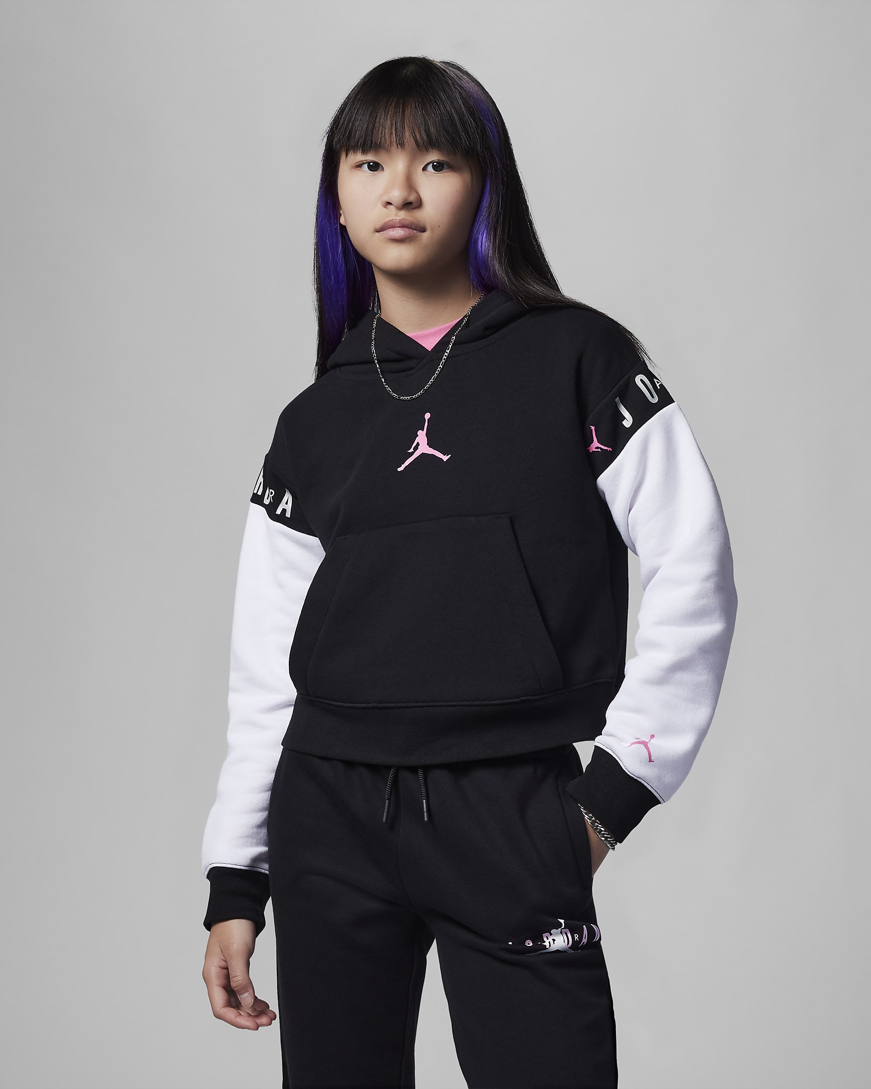 Jordan Holiday Shine Glitter Pullover Hoodie Big Kids' Hoodie - Black