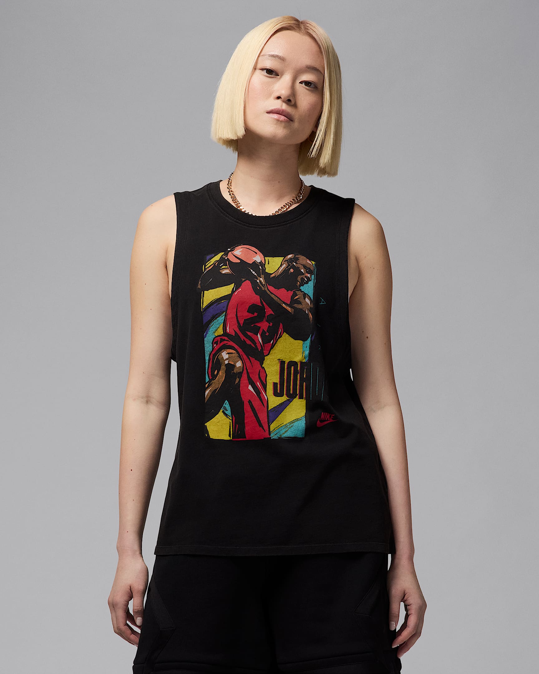 Jordan Playera sin mangas con gráficos para mujer - Negro