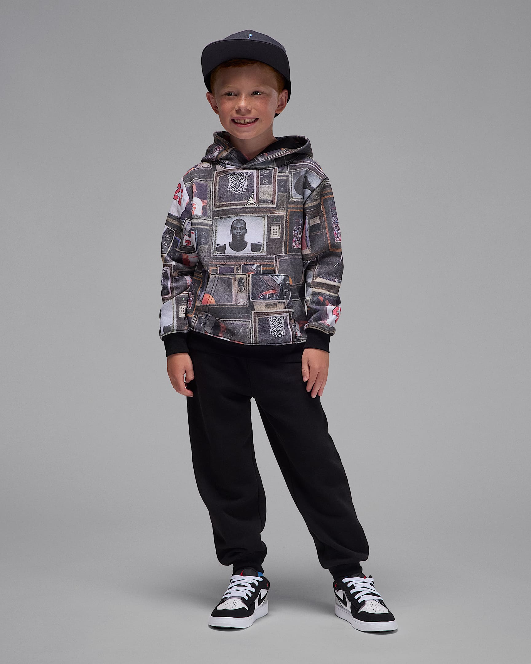 Jordan Brooklyn Fleece Little Kids' Printed 2-Piece Set - Black
