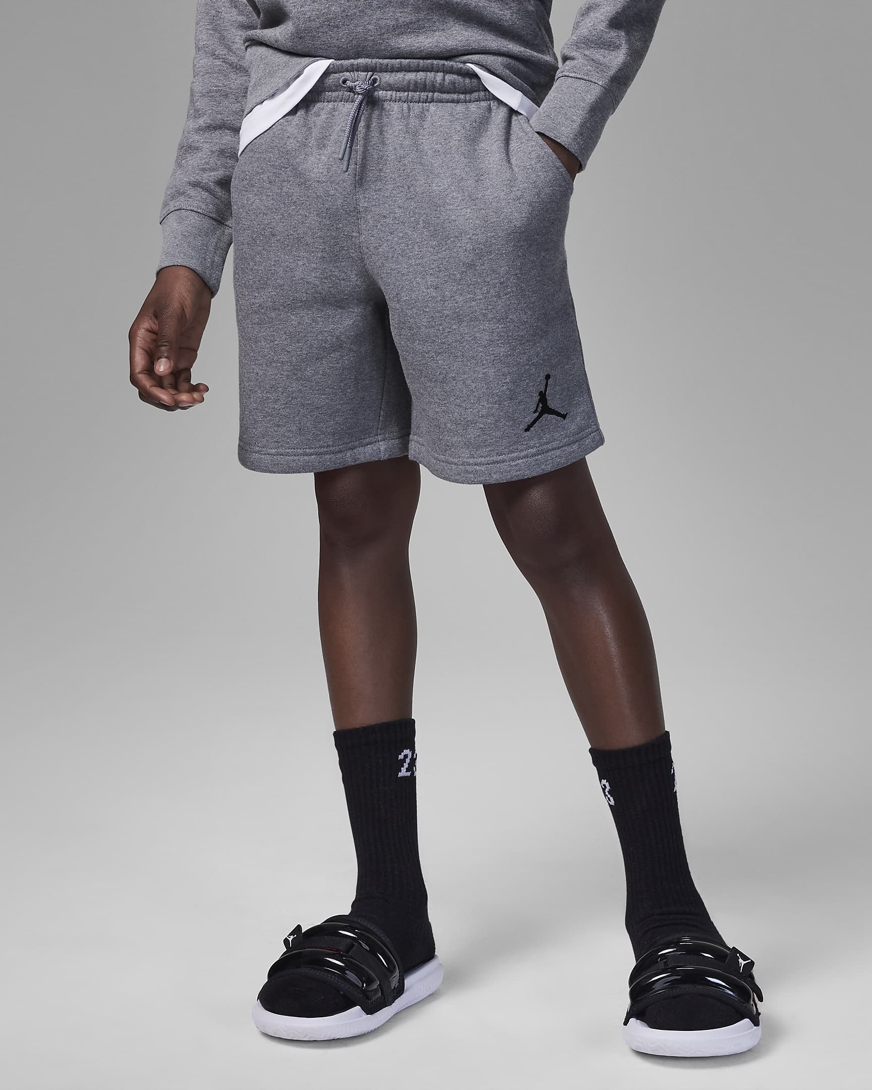 Jordan MJ Essentials Fleece Big Kids' Shorts - Carbon Heather