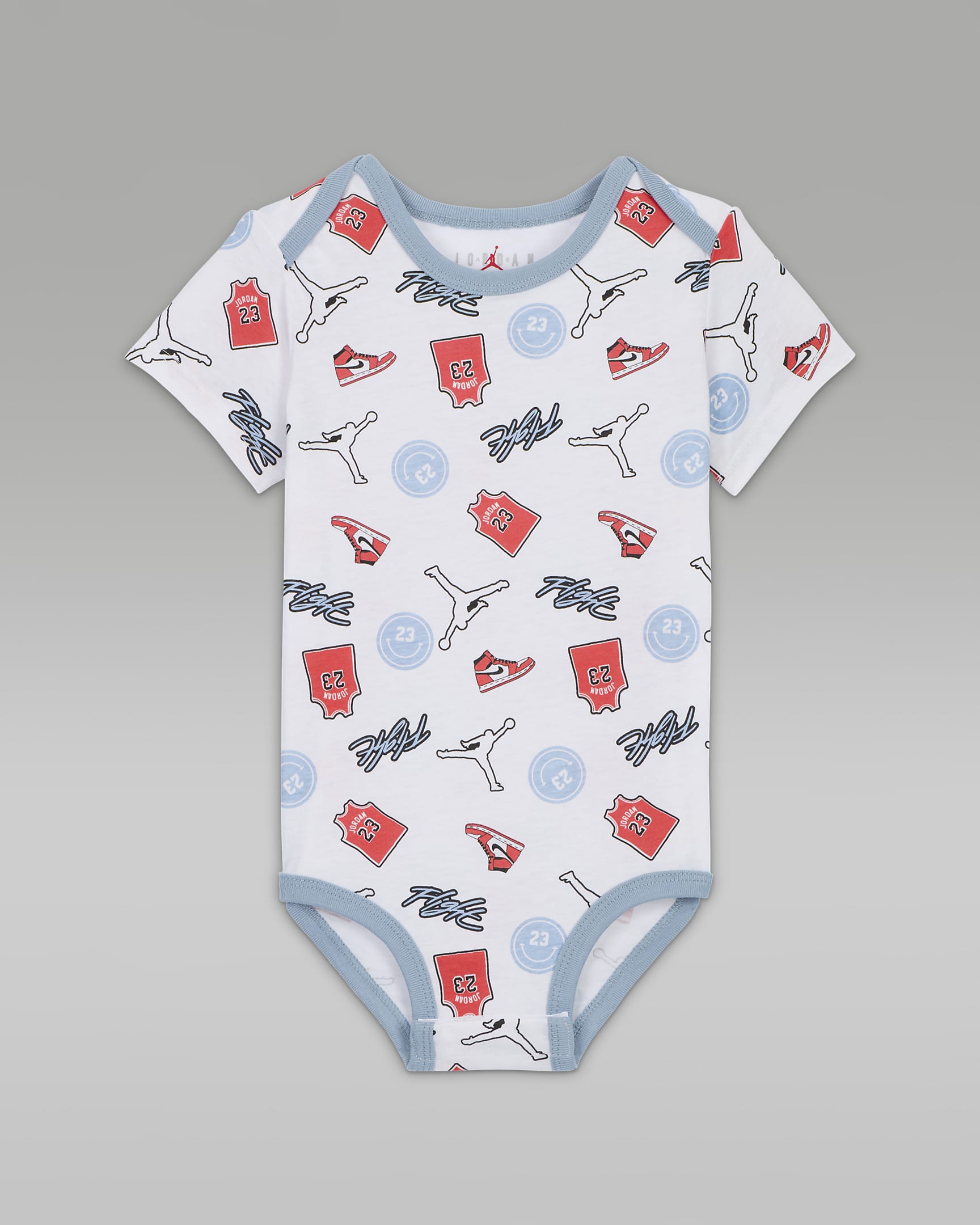 Jordan Flight Patch Bodys mit Druck für Babys (12–24 M) - Blue Grey