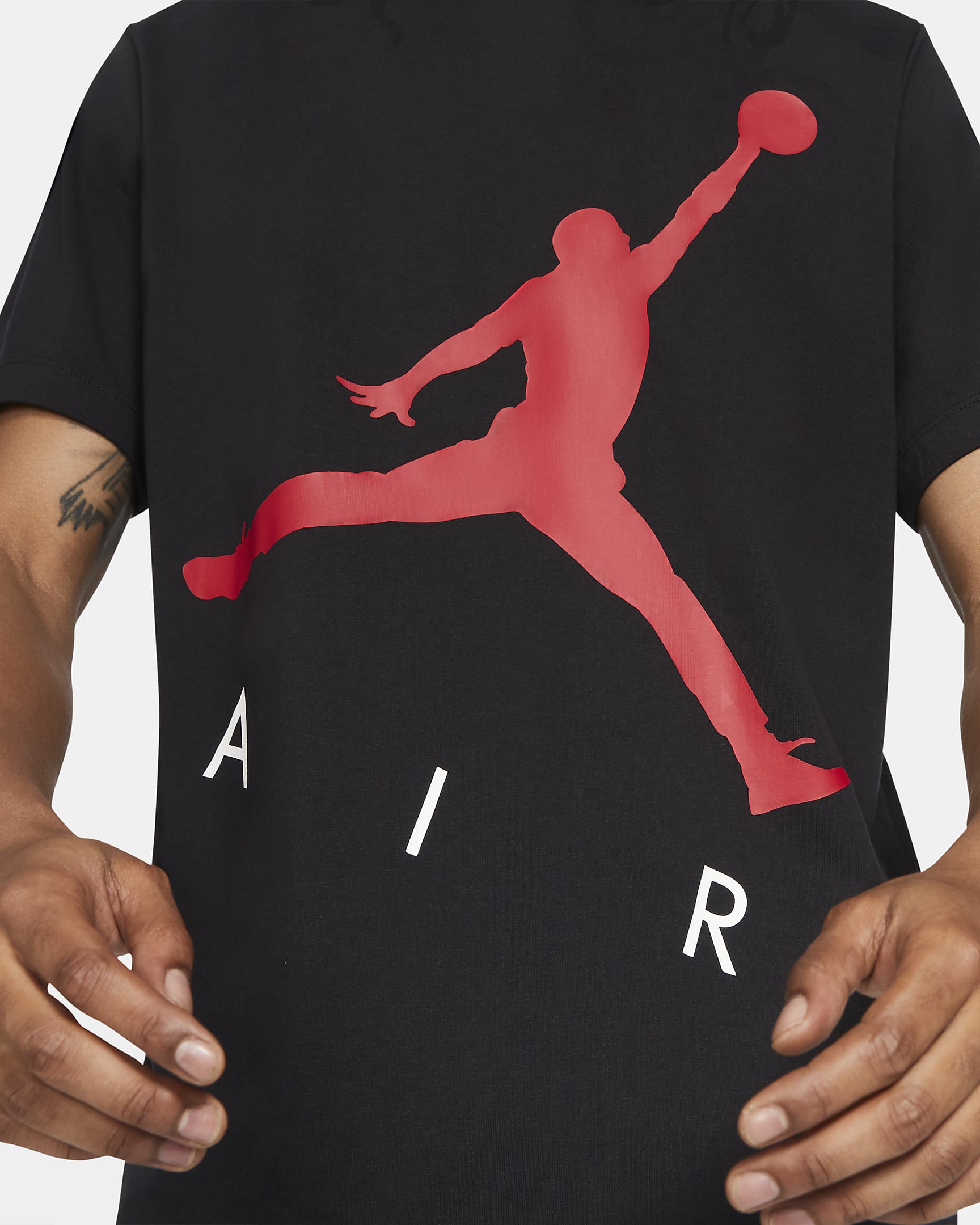 Jordan Jumpman Air Kısa Kollu Erkek Tişörtü - Siyah/Gym Red