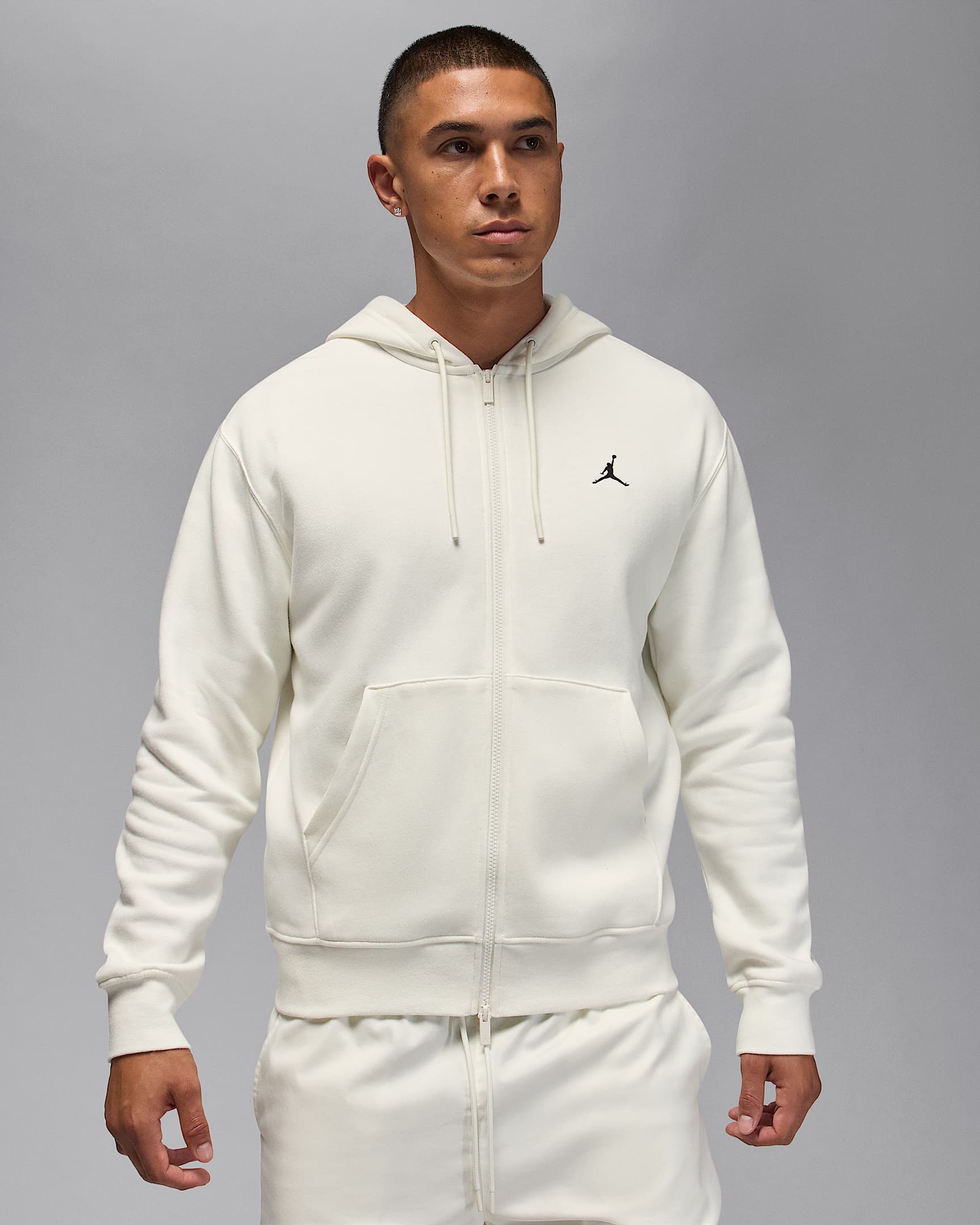 Jordan Brooklyn Fleece Men's Full-Zip Hoodie - Sail/Black