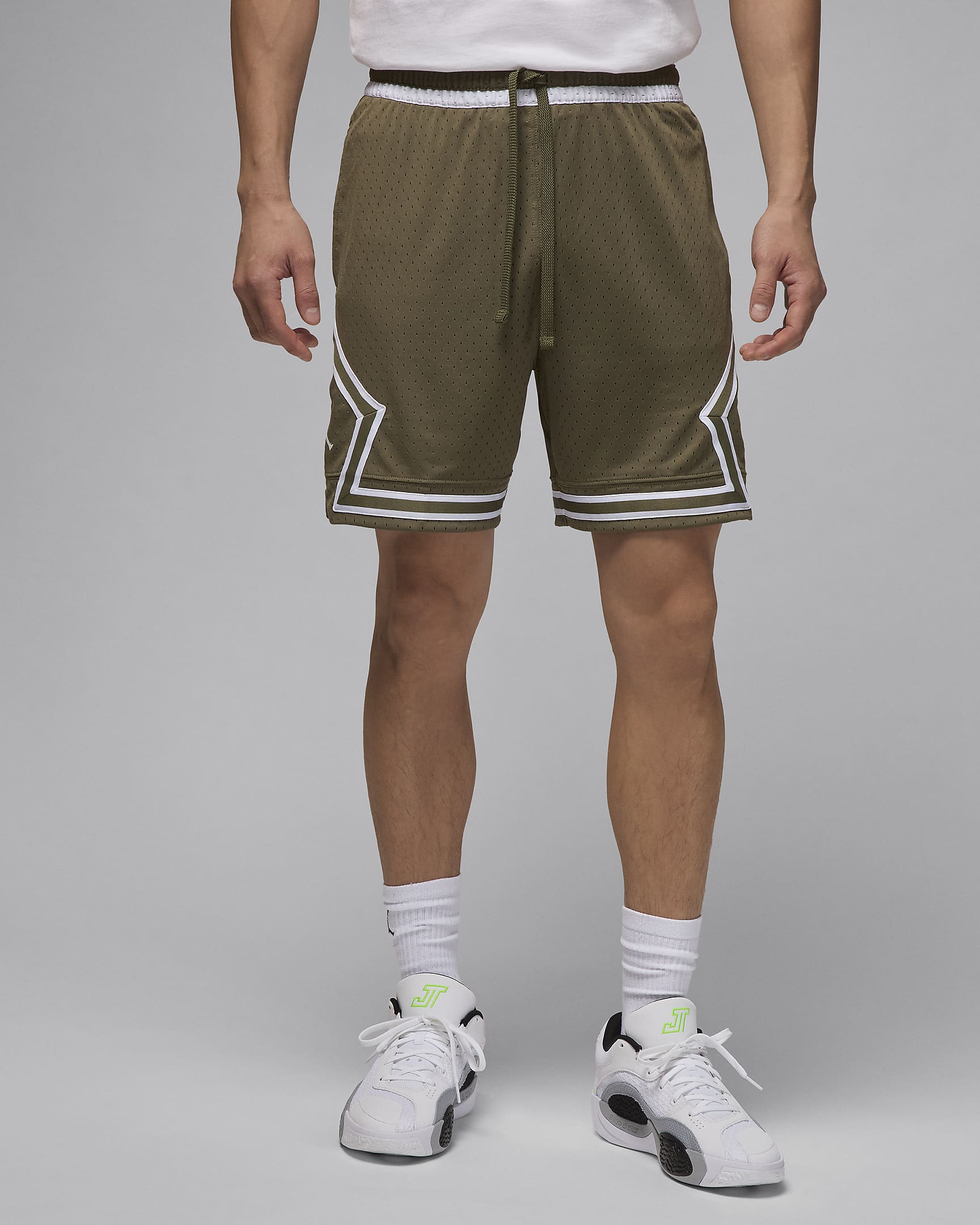 Jordan Dri-FIT Sport Diamond Shorts - Medium Olive/Weiß/Weiß