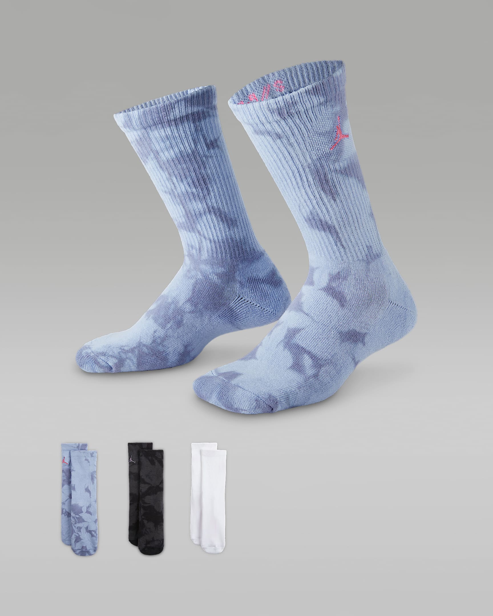 Jordan Big Kids' Blue Jeans and Bling Crew Socks (3 Pairs) - Blue