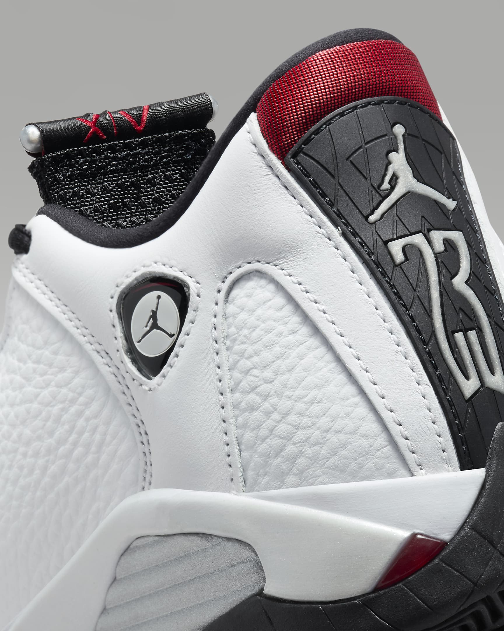 Air Jordan 14 Retro "Black Toe" Big Kids' Shoes - White/Black/Metallic Silver/Varsity Red