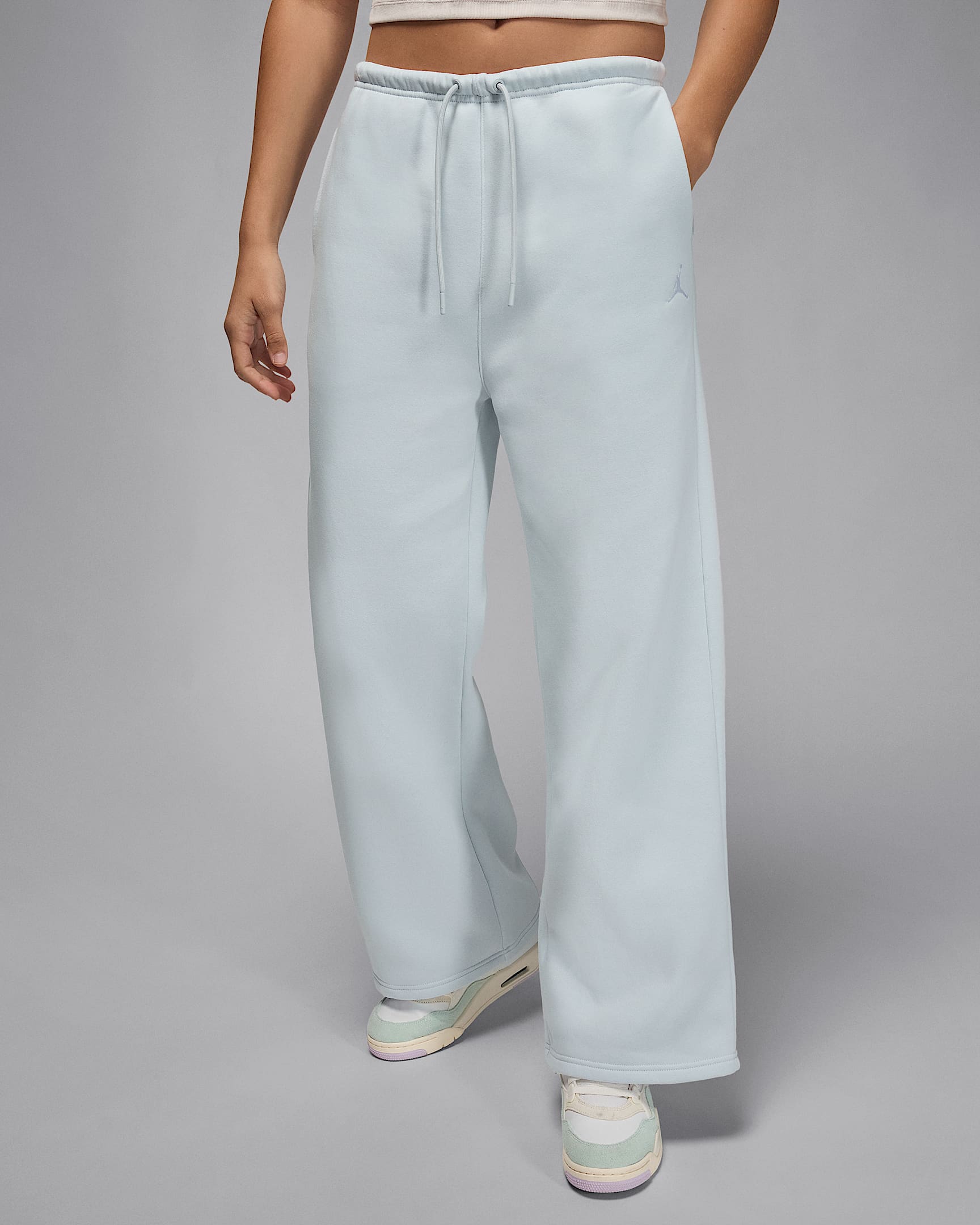 Jordan Brooklyn Fleece Pantalons amb vora oberta - Dona - Pure Platinum/Blanc