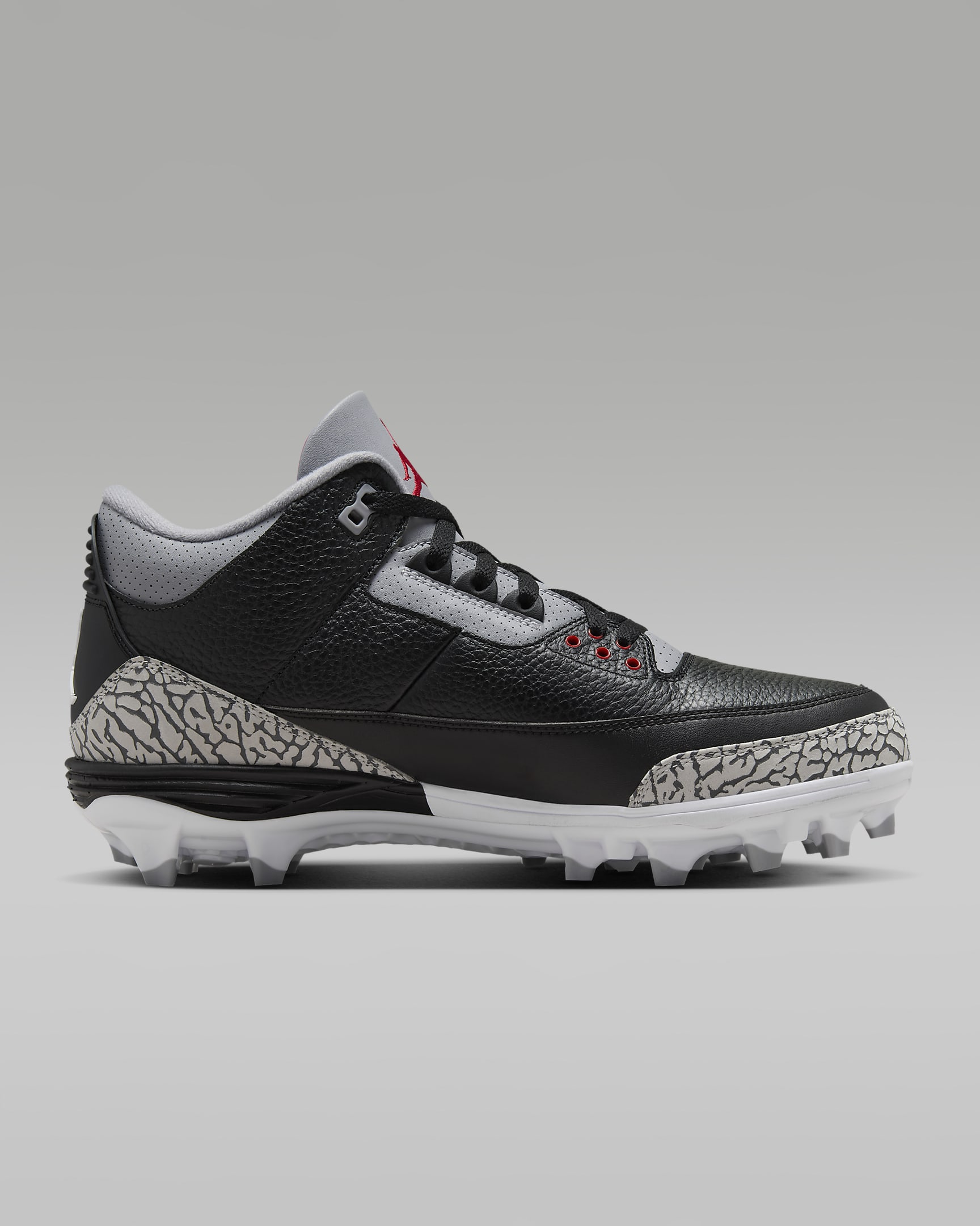 Jordan 3 Mid TD Men's Football Cleats - Black/Cement Grey/White/Fire Red