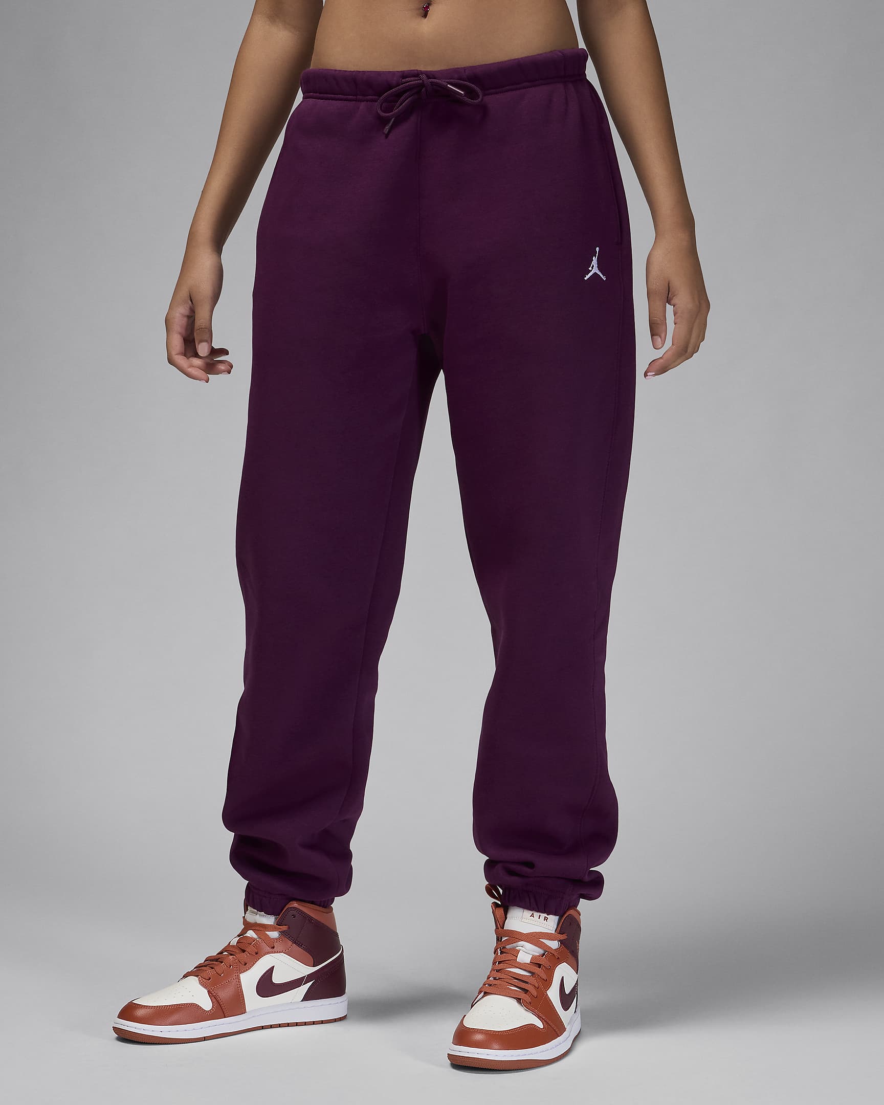 Jordan Brooklyn Fleece Women's Trousers - Bordeaux/White