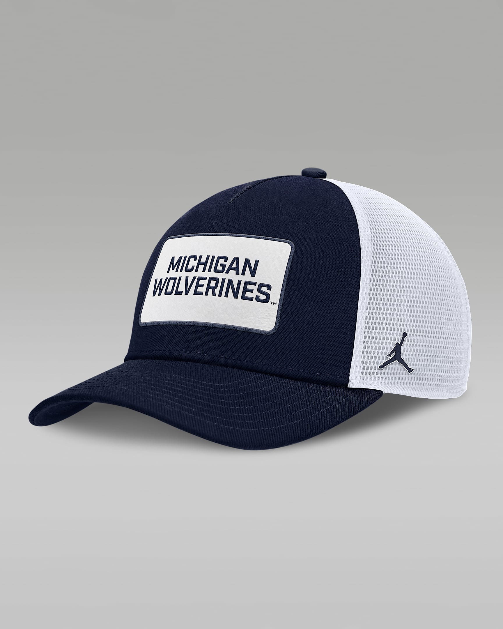 Michigan On-Field Rise Men's Nike Jordan Brand College Trucker Adjustable Hat - College Navy