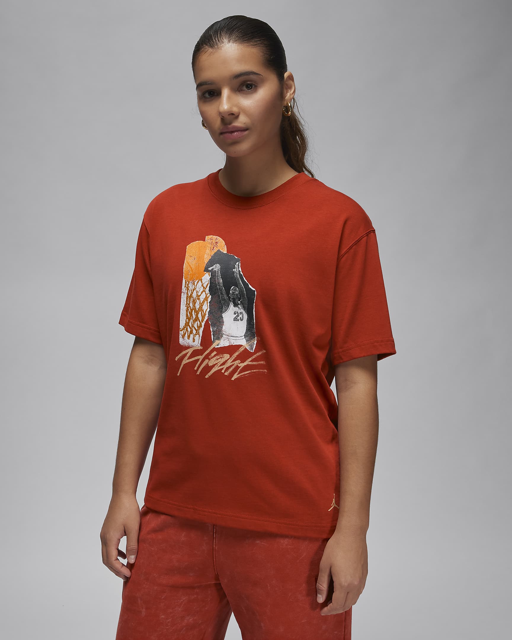 Jordan Women's Collage T-Shirt - Dune Red/Legend Medium Brown