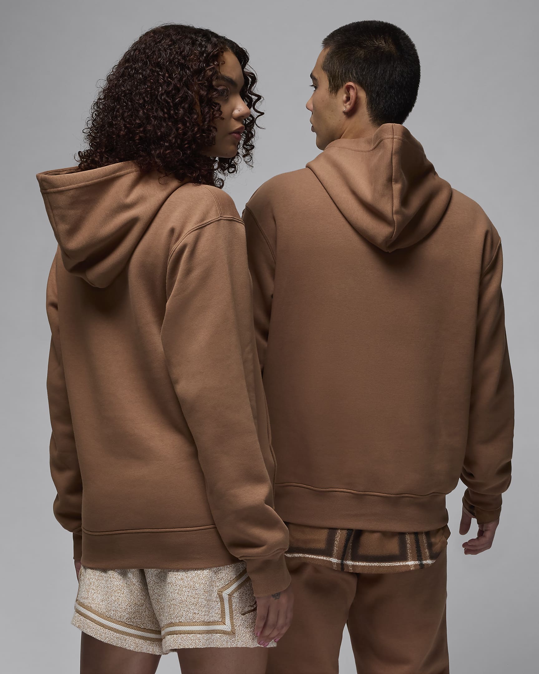 Sweat à capuche en tissu Fleece Jordan Brooklyn pour homme - Archaeo Brown/Blanc