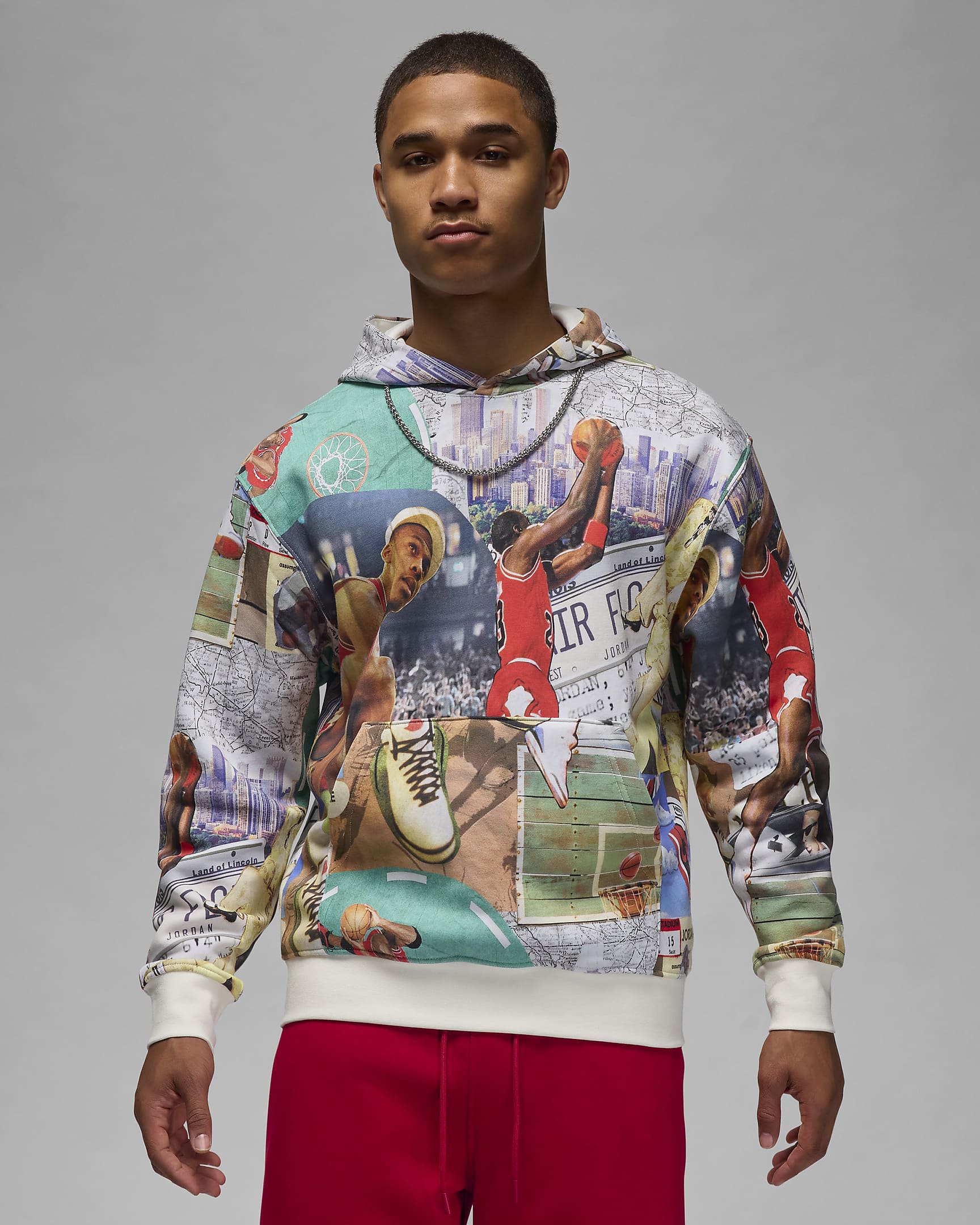 Jordan Brooklyn Fleece Men's Printed Pullover Hoodie - Sail/Sail/Sail