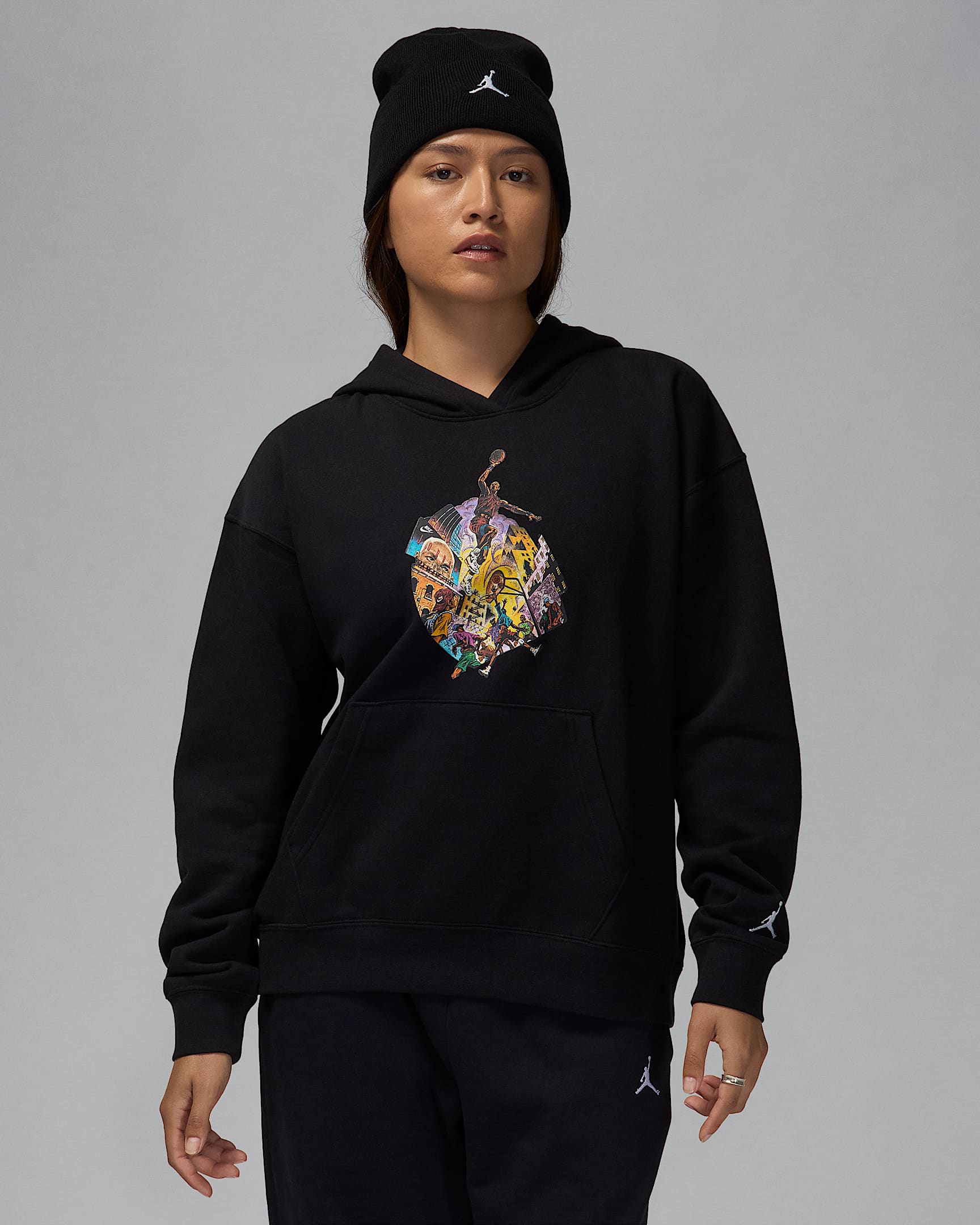 Jordan Brooklyn Fleece Women's Graphic Pullover Hoodie - Black/White