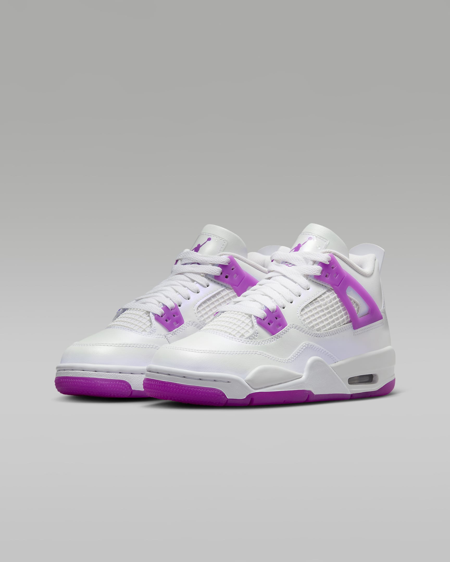 Air Jordan 4 Retro 大童鞋款 - 白色/Hyper Violet