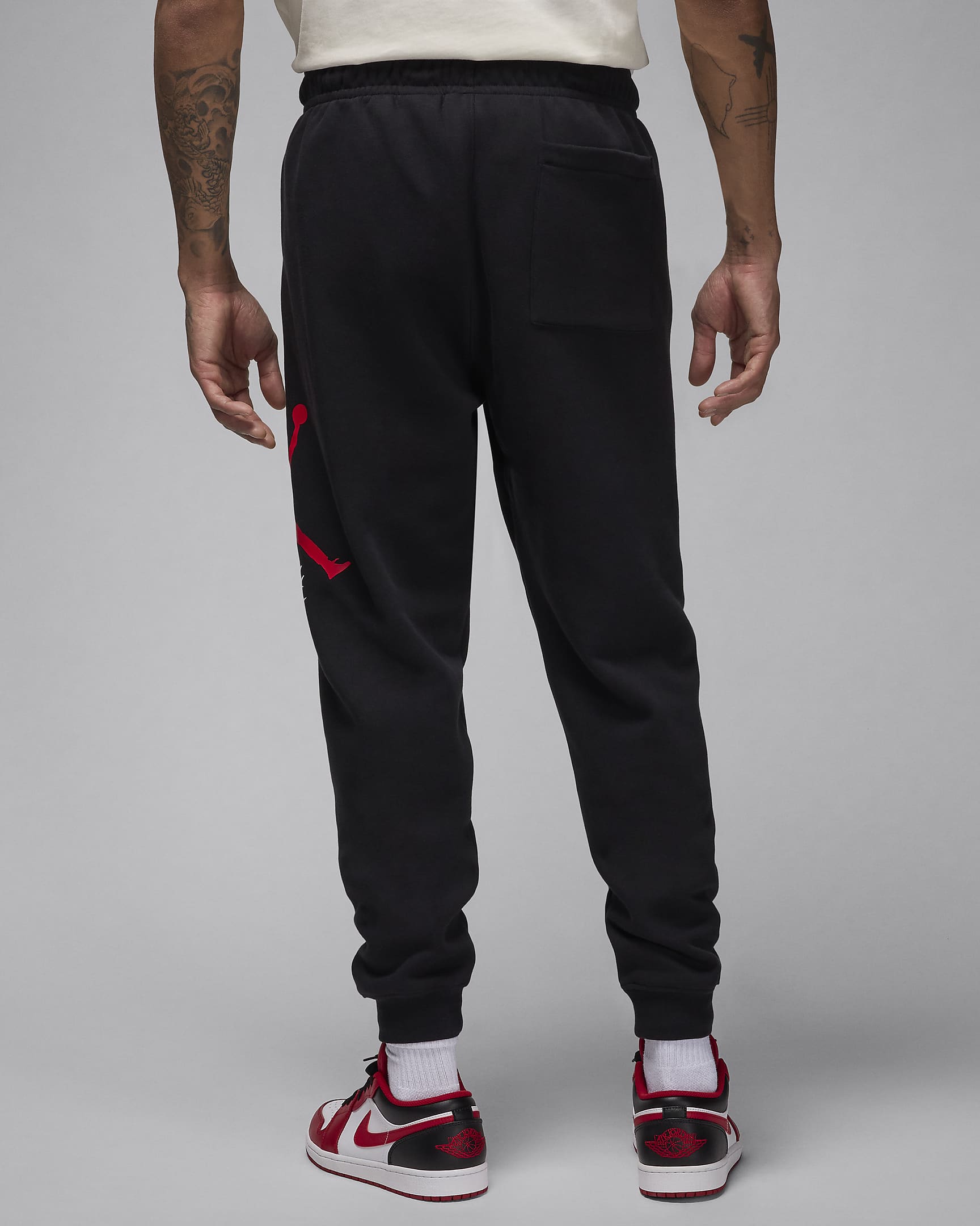 Pantalon en tissu Fleece Jordan Essentials Baseline pour homme - Noir/Gym Red/Gym Red