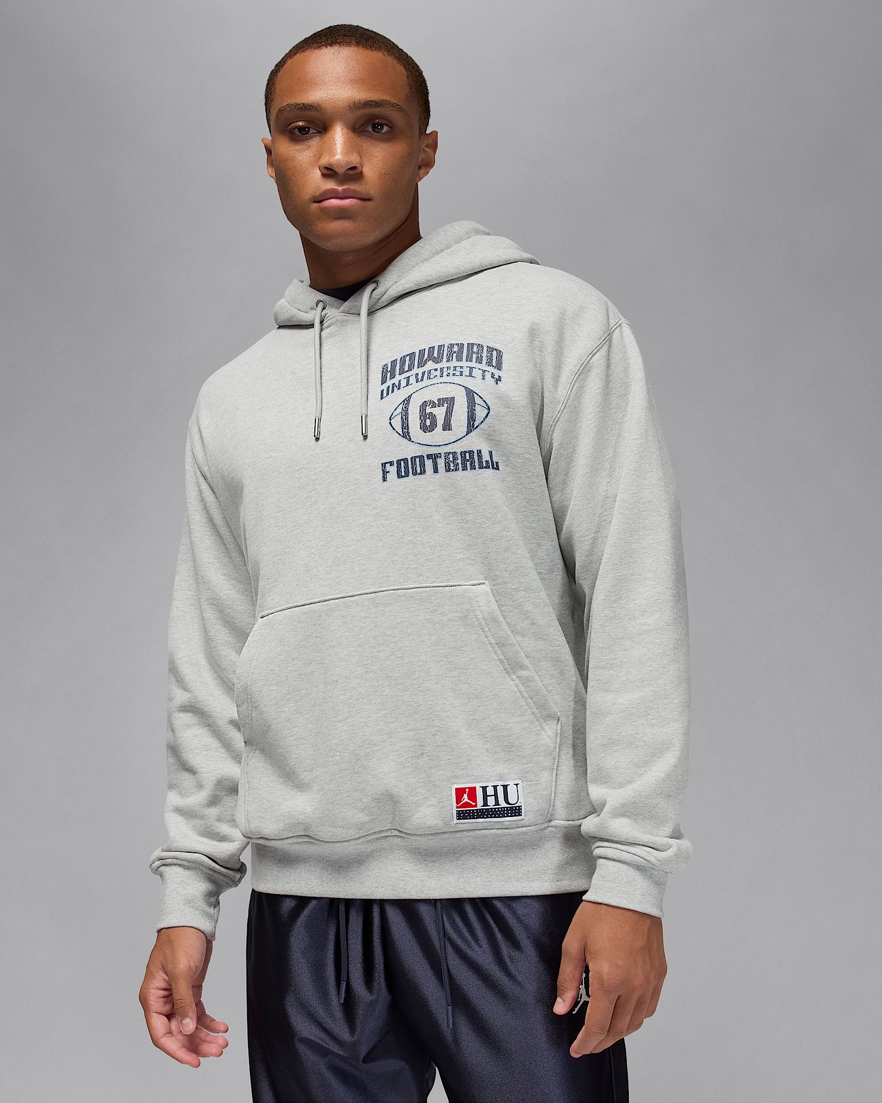 Jordan MVP x Howard University Men's Fleece Pullover Hoodie - Grey Heather/Pale Grey/University Red
