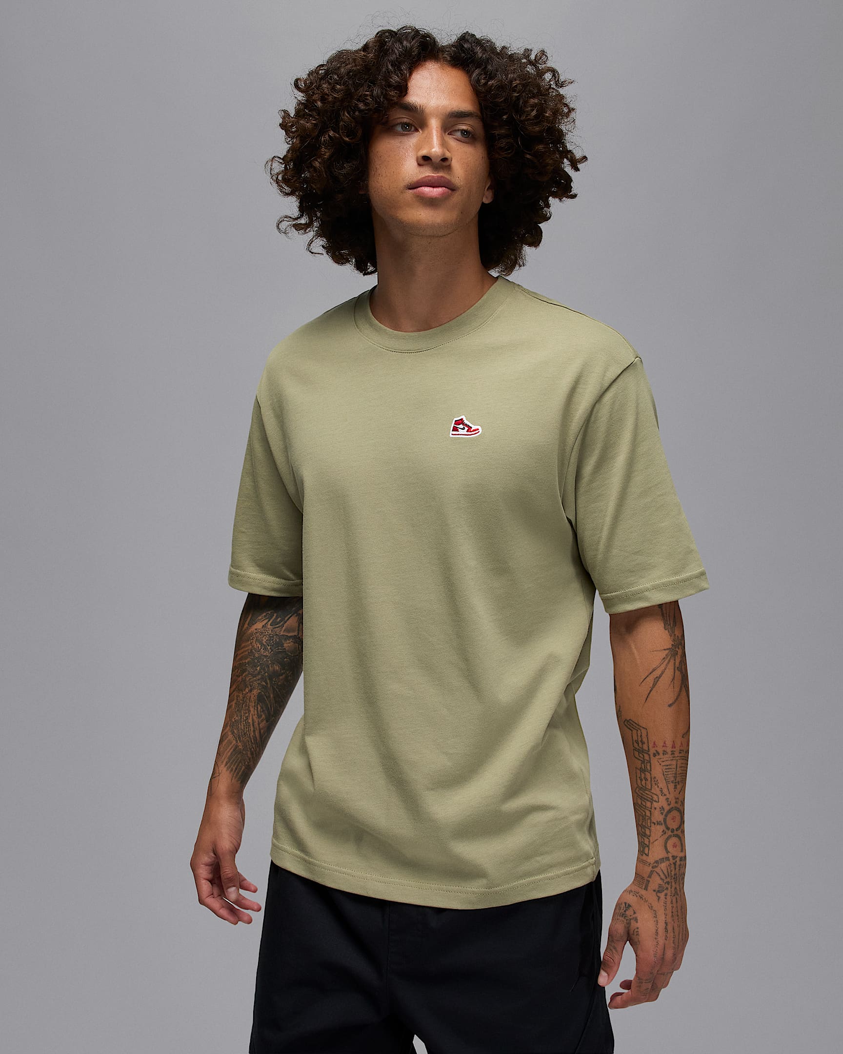 Jordan Brand Men's Sneaker Patch T-Shirt - Medium Khaki/Black