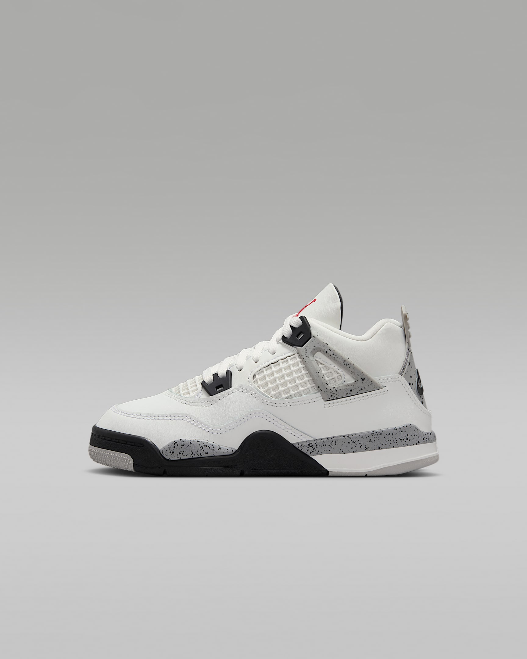 Jordan 4 Retro Little Kids' Shoes - Summit White/Cement Grey/Black/Fire Red