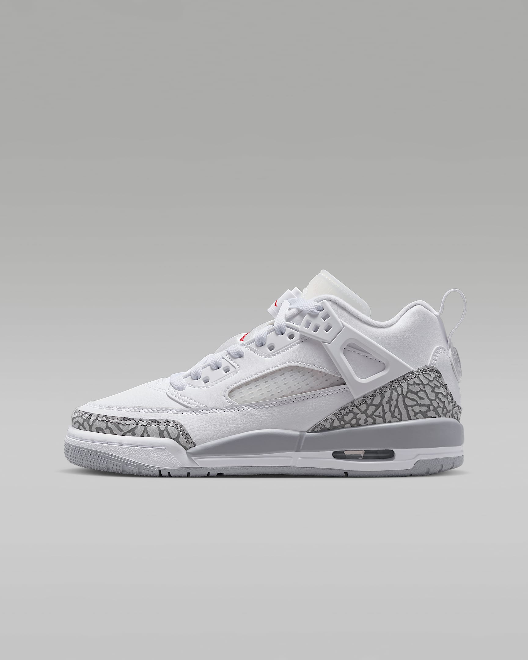 Jordan Spizike Low-sko til større børn - hvid/Varsity Red/Cool Grey/Wolf Grey