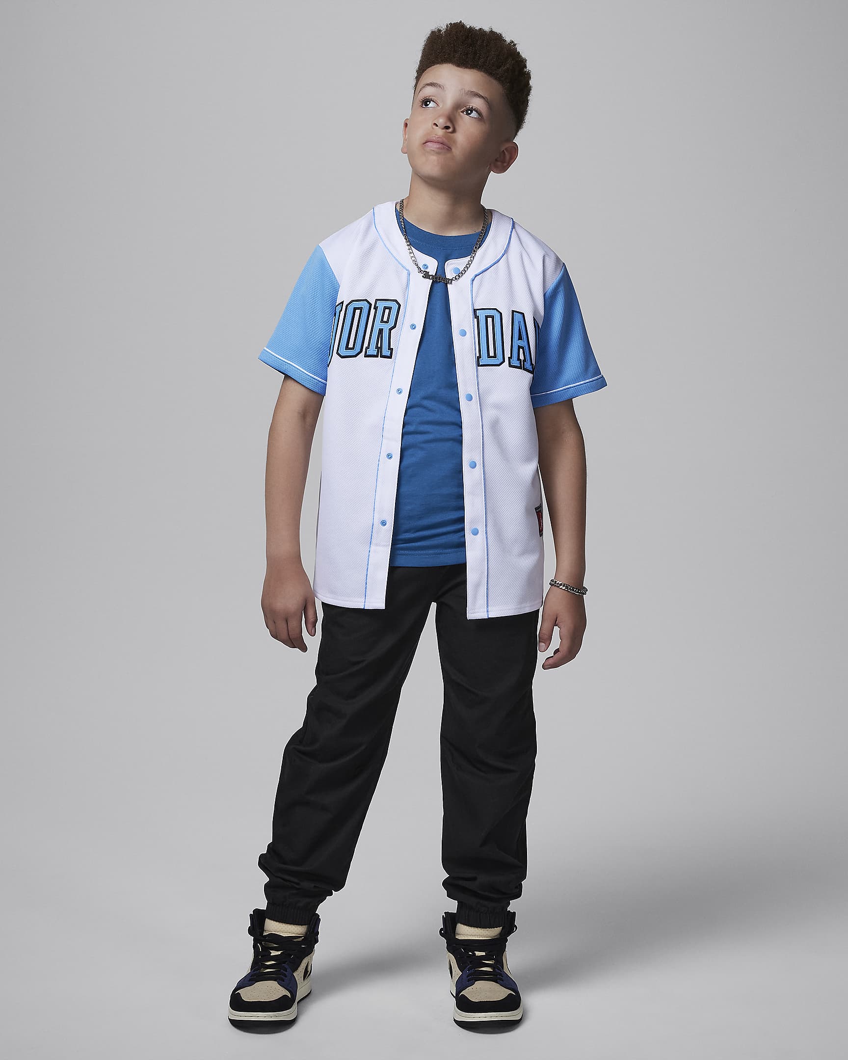 Jersey de béisbol para niños talla grande Jordan - Blanco