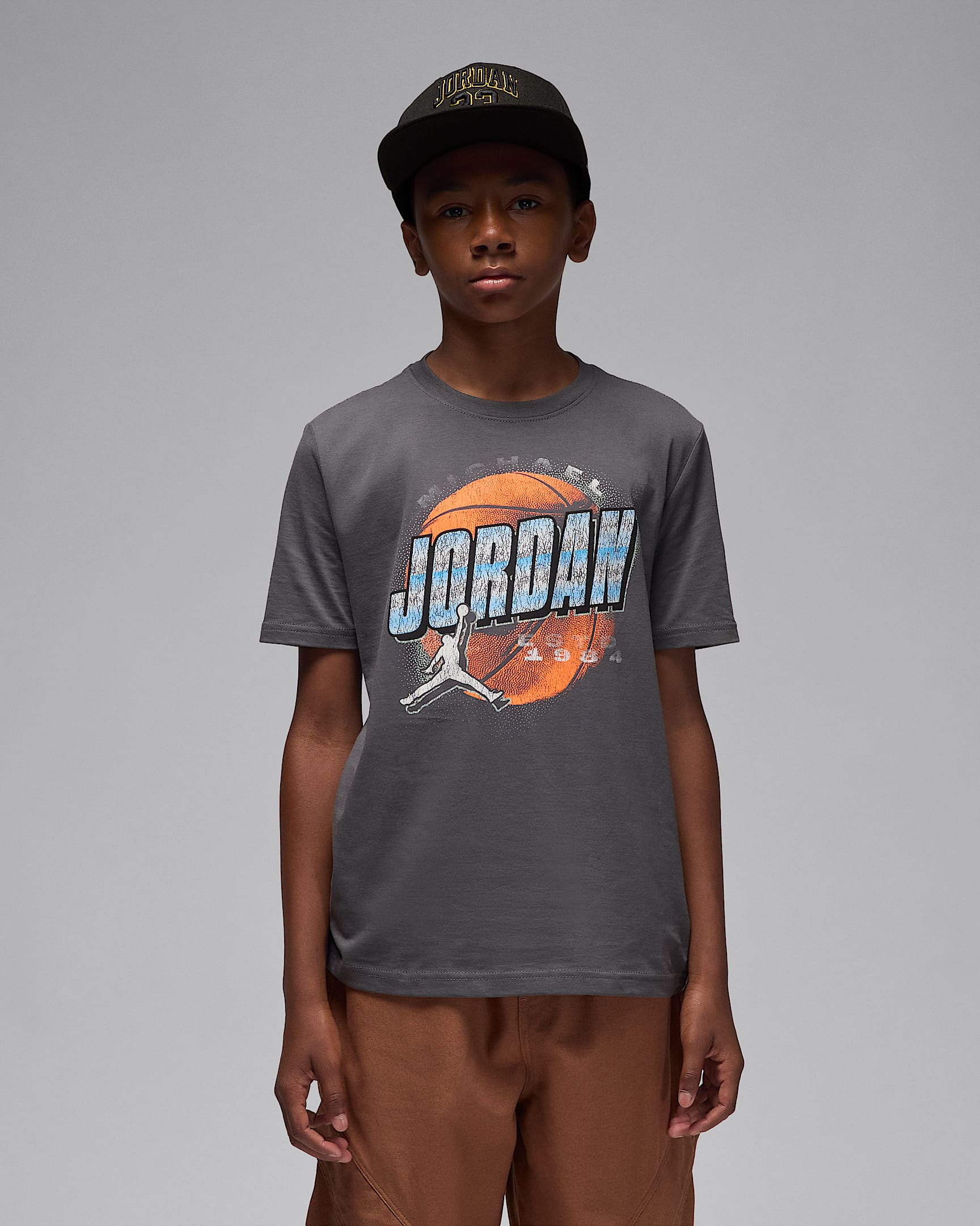 Jordan Big Kids' Distressed Chrome T-Shirt - Iron Grey