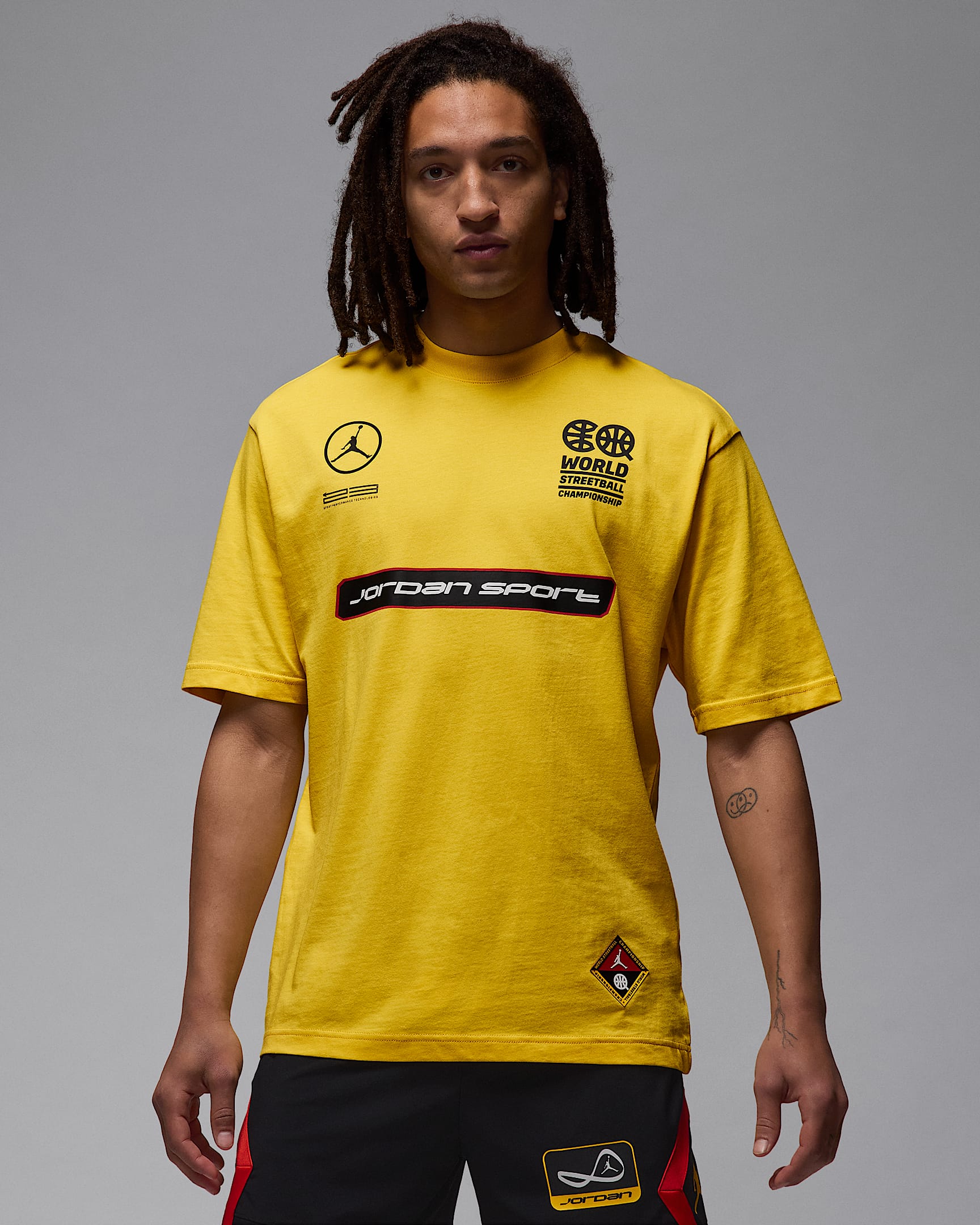 T-shirt Jordan Sport Quai 54 pour homme - Tour Yellow/Noir