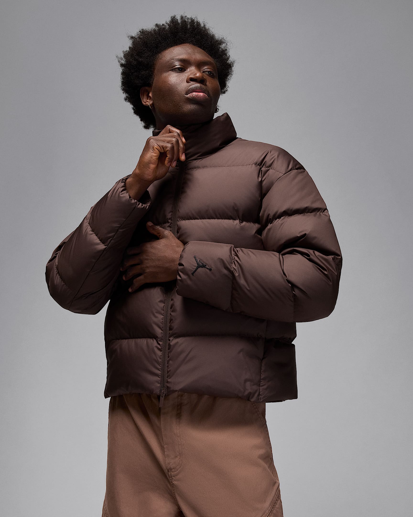 Giacca puffer in piumino Jordan Flight – Uomo - Baroque Brown/Nero
