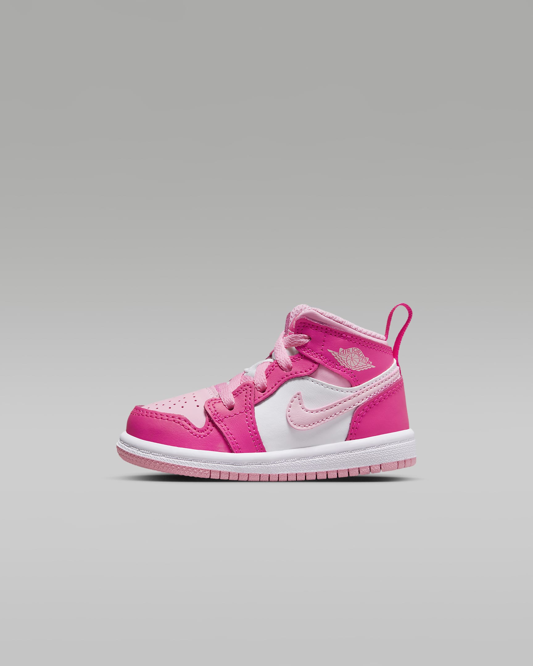 Jordan 1 Mid Baby/Toddler Shoes - White/Fierce Pink/Medium Soft Pink