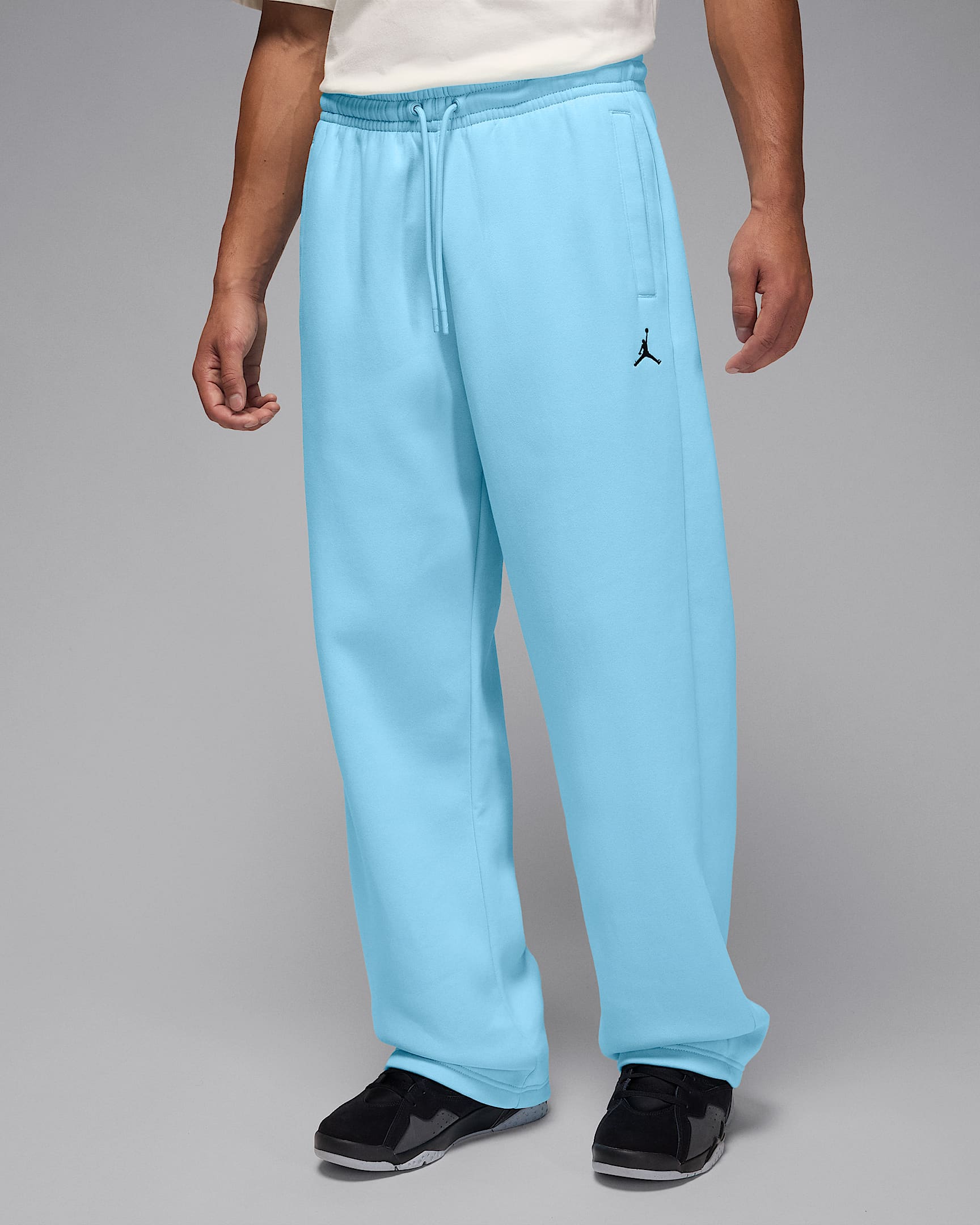 Jordan Brooklyn Fleece Men's Oversized Open-Hem Pants - Blue Chill/Black