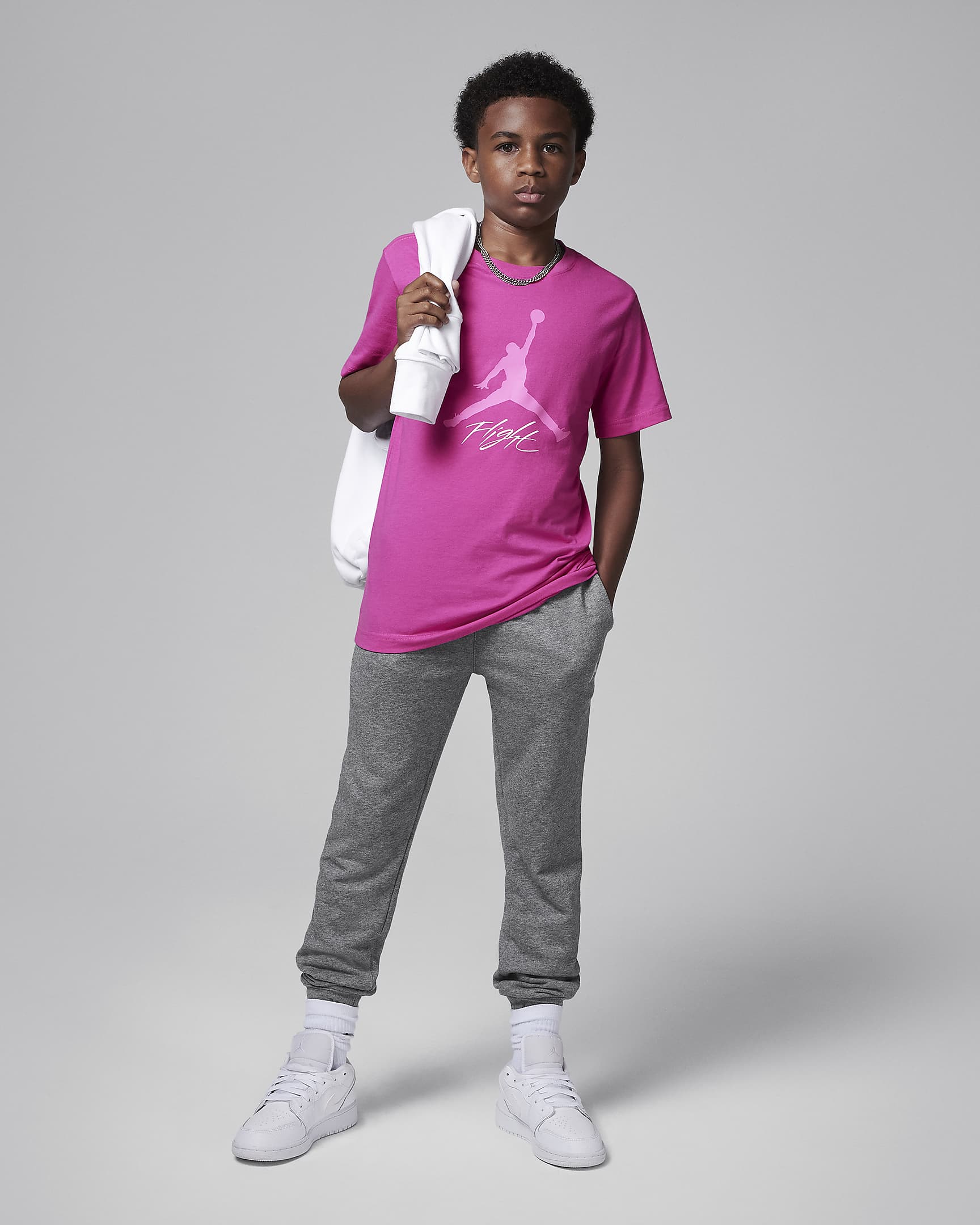 Jordan Older Kids' Baseline T-Shirt - Fire Pink