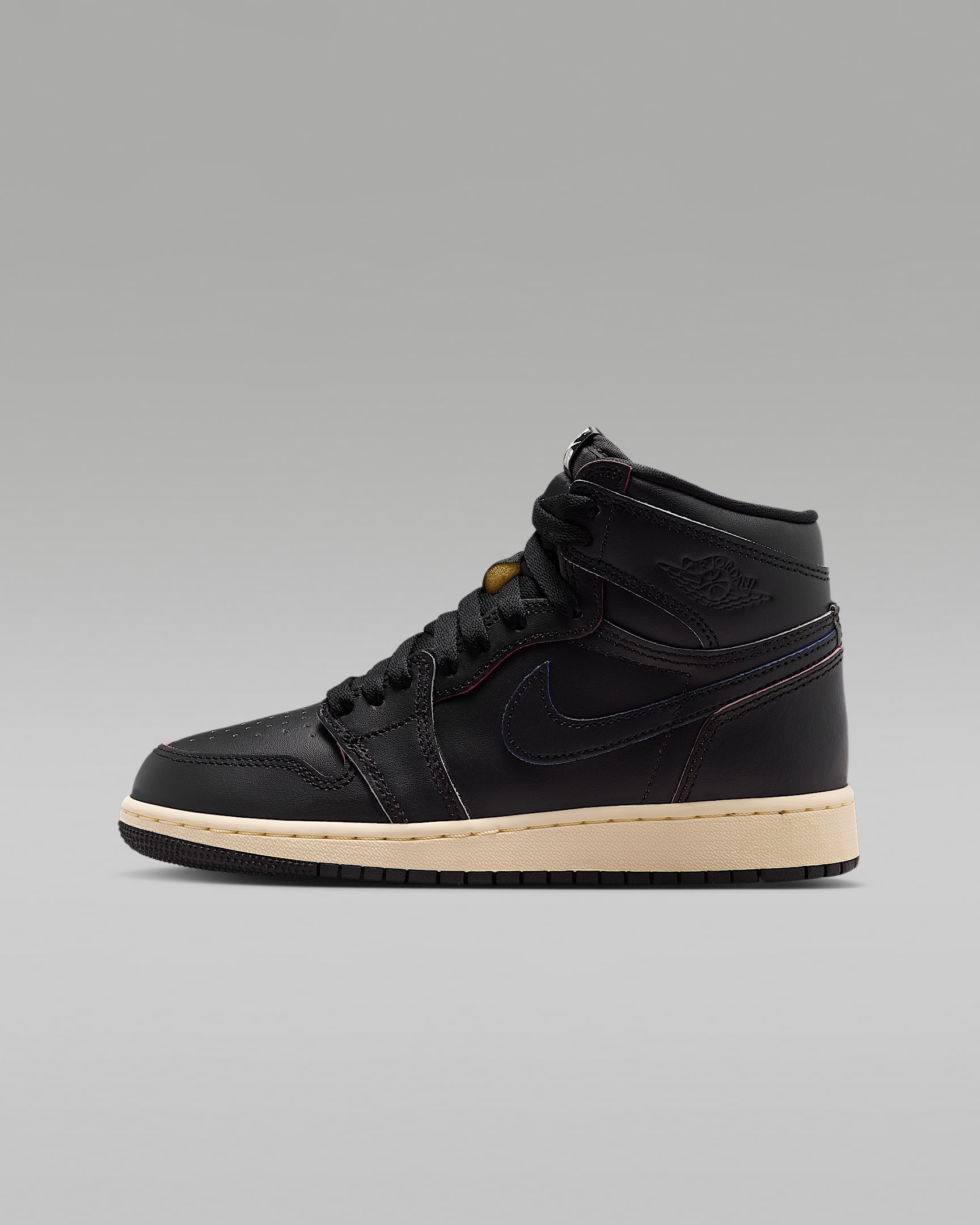 Air Jordan 1 High OG Big Kids' Shoes - Black/Muslin/Black