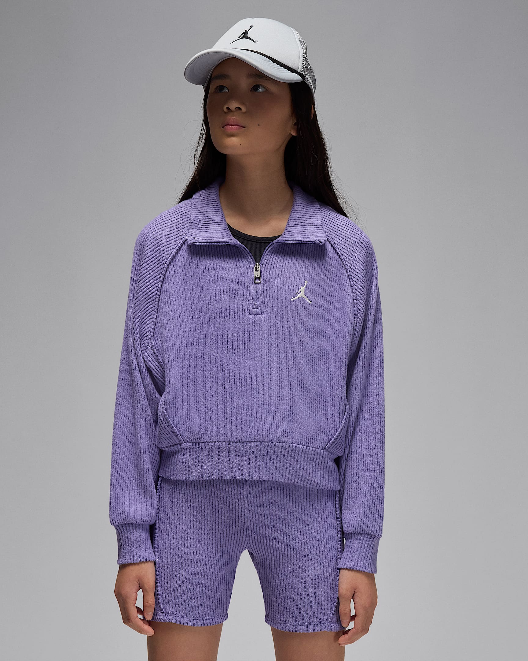 Jordan Big Kids' Quarter-Zip Long Sleeve Top - Dusty Amethyst