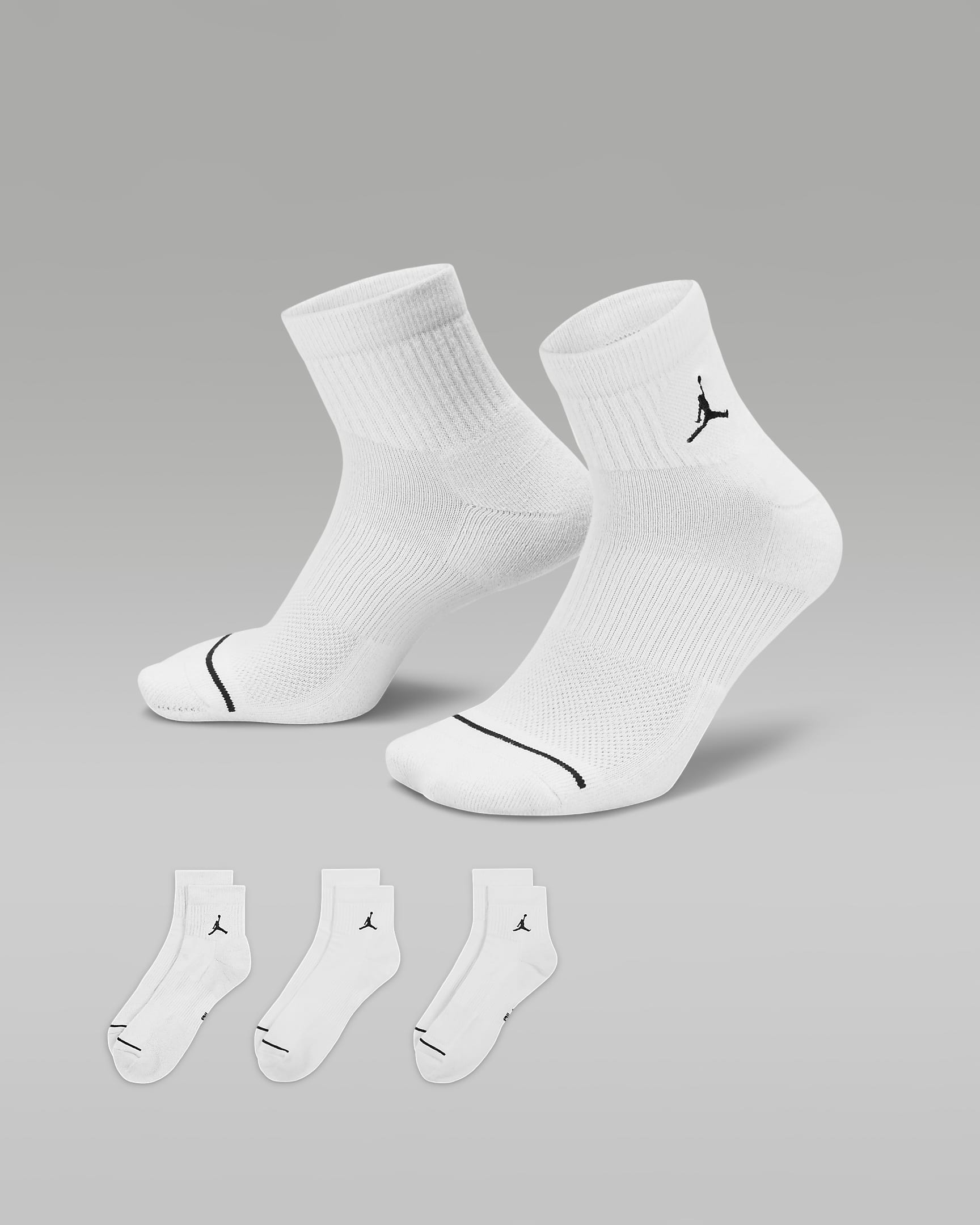 Jordan Everyday Ankle Socks (3 Pairs) - White/Black