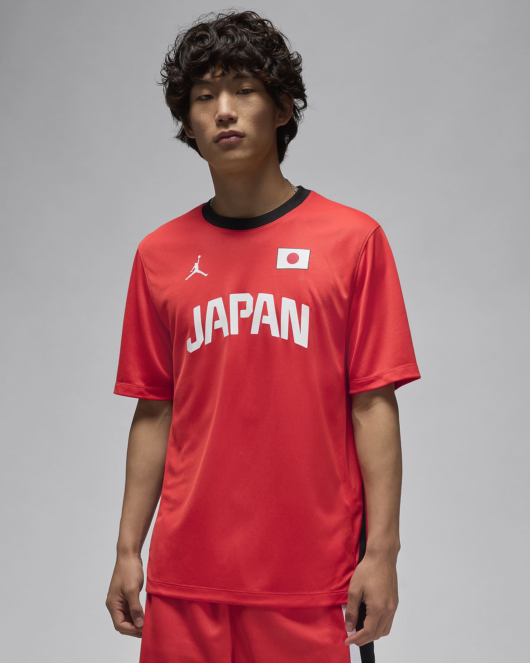 Japan Men's Jordan Dri-FIT ADV Basketball Warm-Up Shirt - Chile Red/Black/White