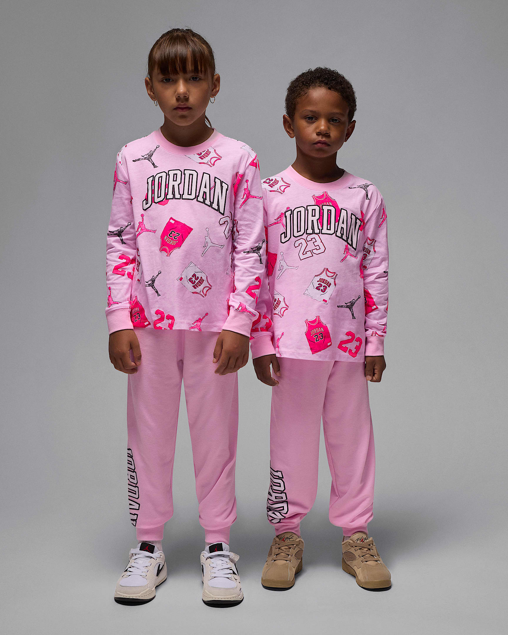 Jordan Younger Kids' 23 Jersey Long-Sleeve T-Shirt and Trouser Set - Pink Foam