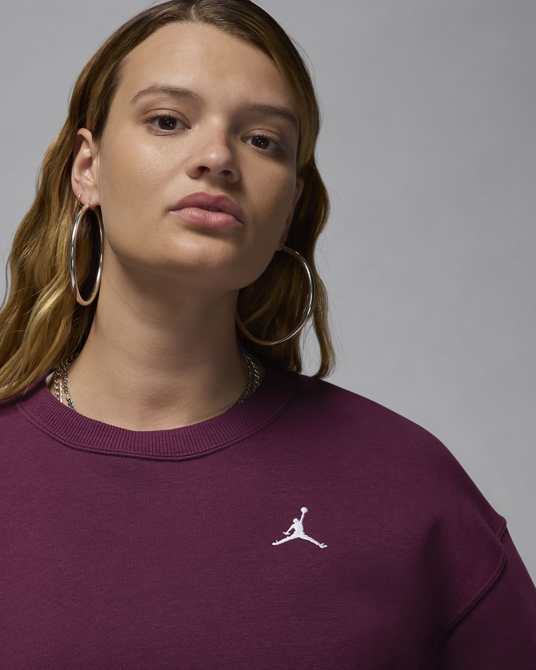 Jordan Brooklyn Fleece sweatshirt med rund hals til dame - Bordeaux/Hvit