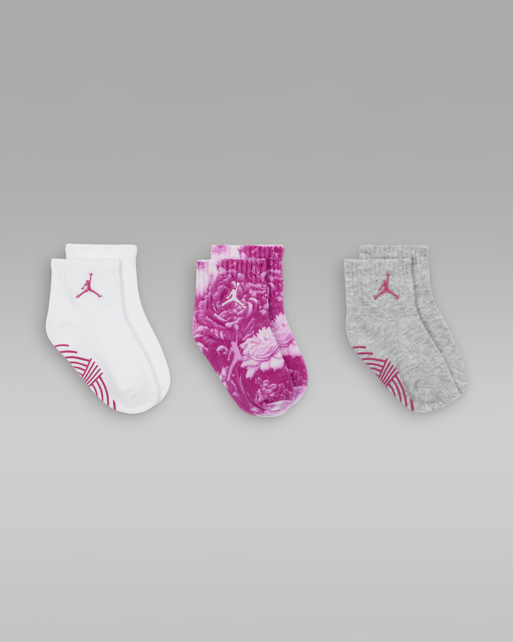 Jordan Baby (12–24M) Gripper Socks (3 Pairs) - Fire Pink