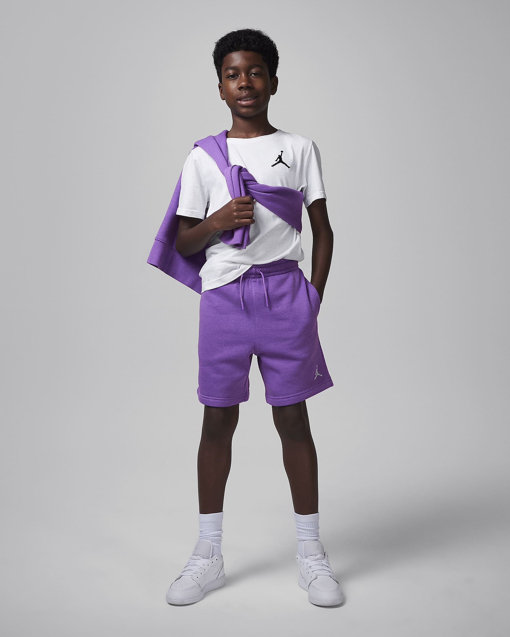 Jordan MJ Brooklyn Fleece Essentials Big Kids' Shorts - Black Raspberry